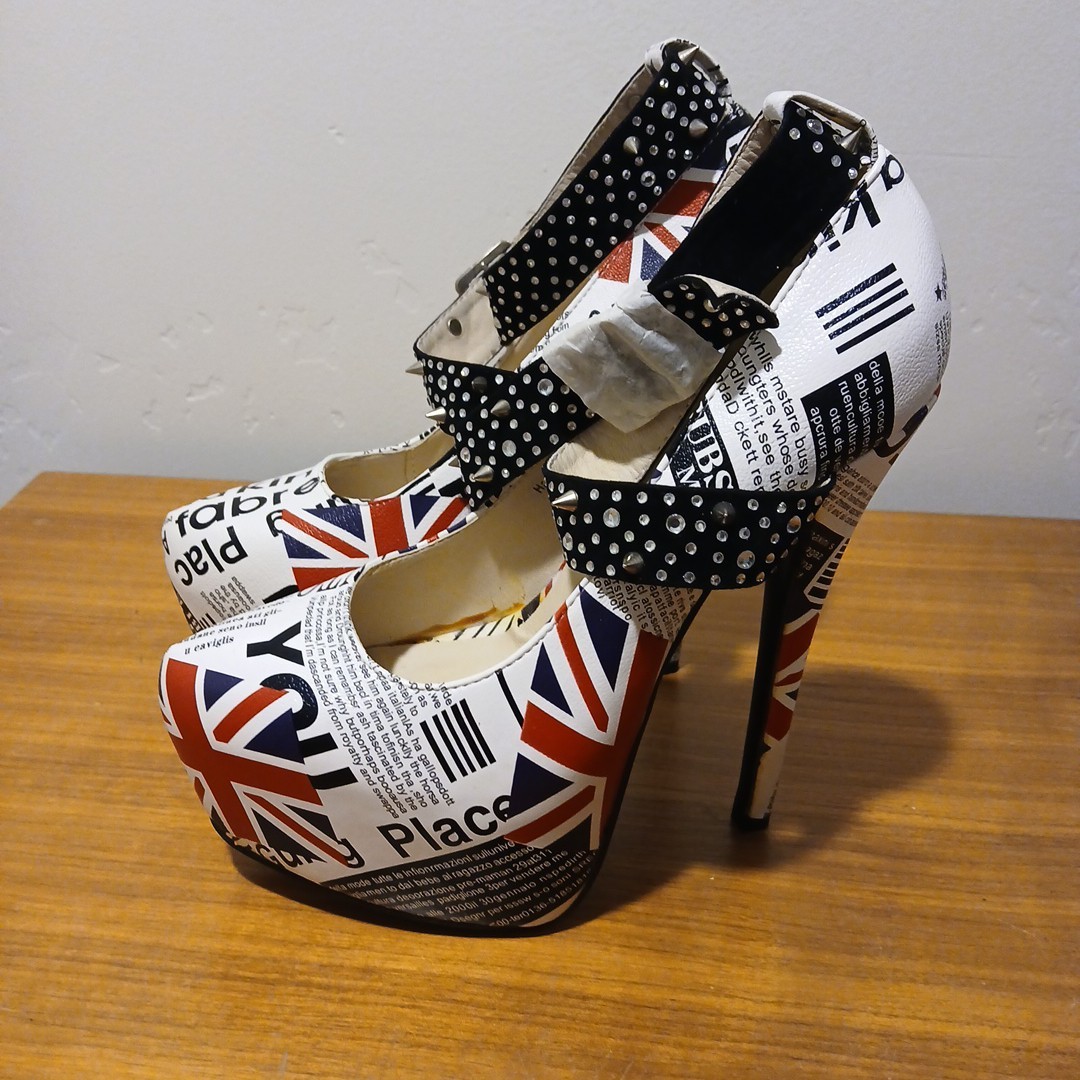 Cape Robbin Union Jack British Flag Platform 6” Stiletto Ultra High Heels, US 9