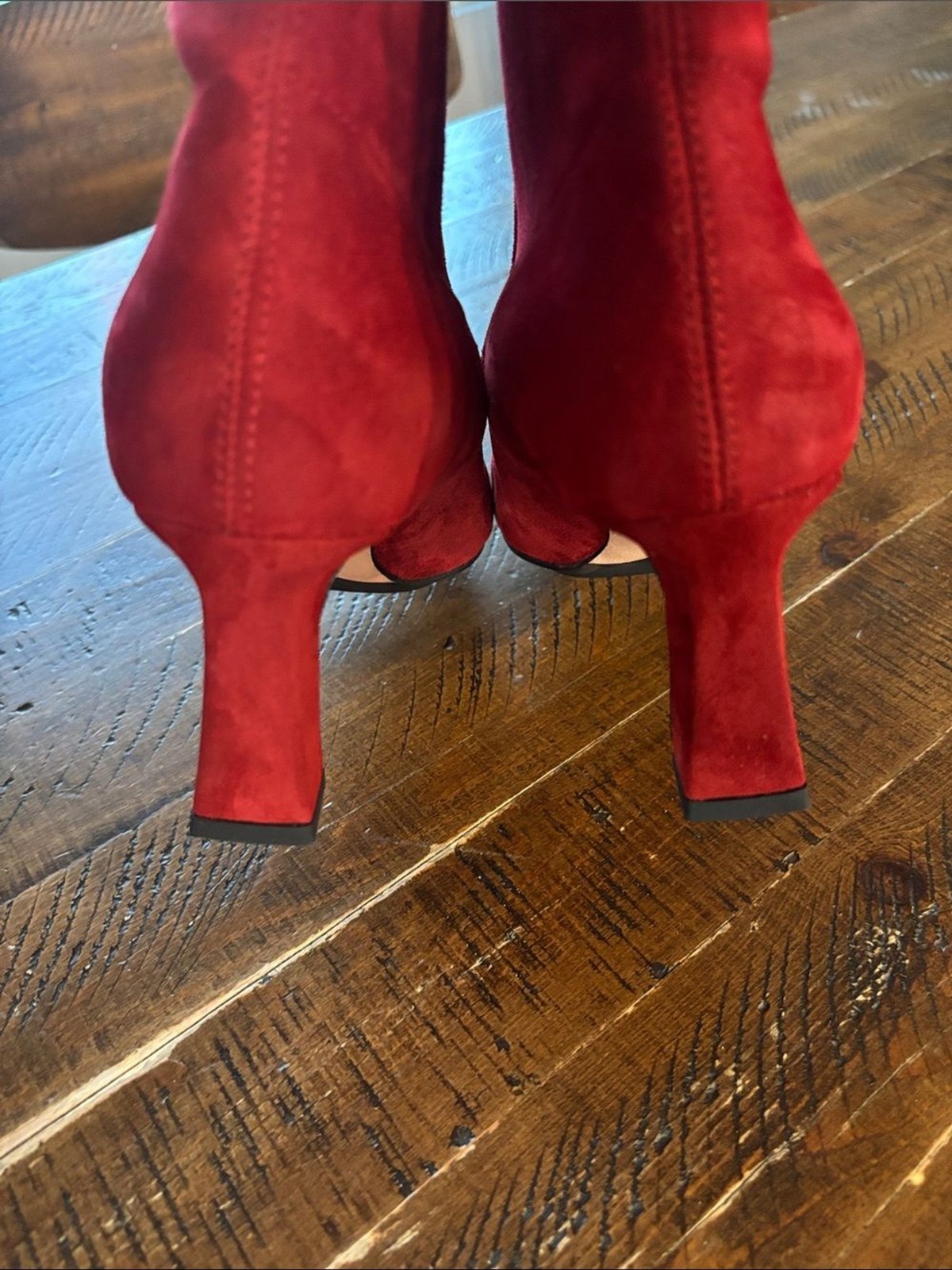 Scarlett Chase Portia 75 Stretch Booties in Red Suede Womens Size 6