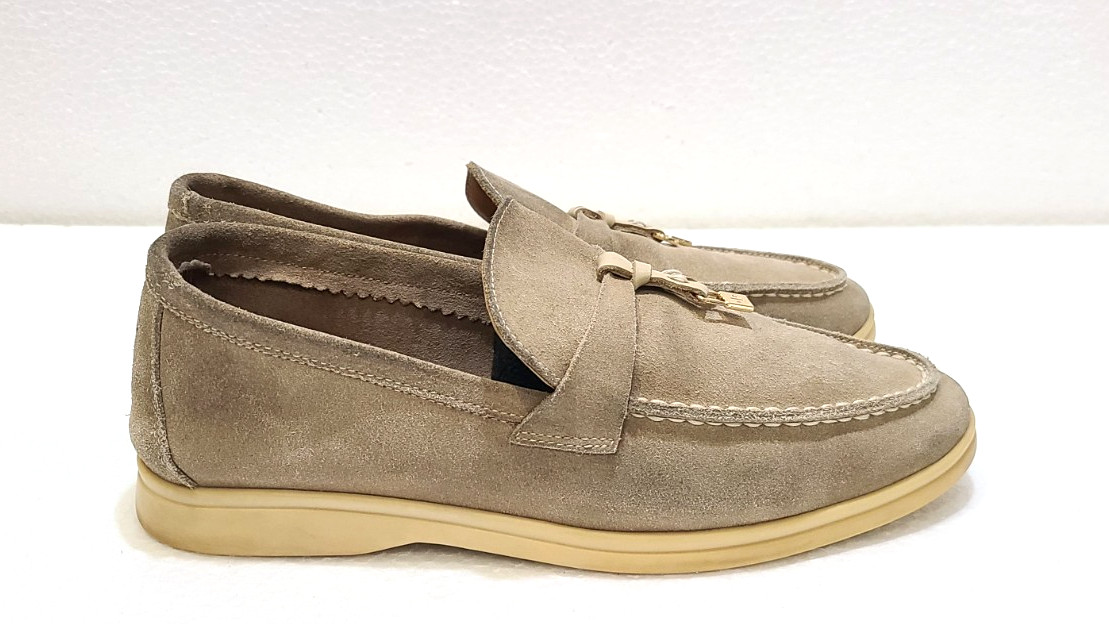 Loro Piana Beige Suede Summer Charms Walk Loafers Size EU 38 US 7.5