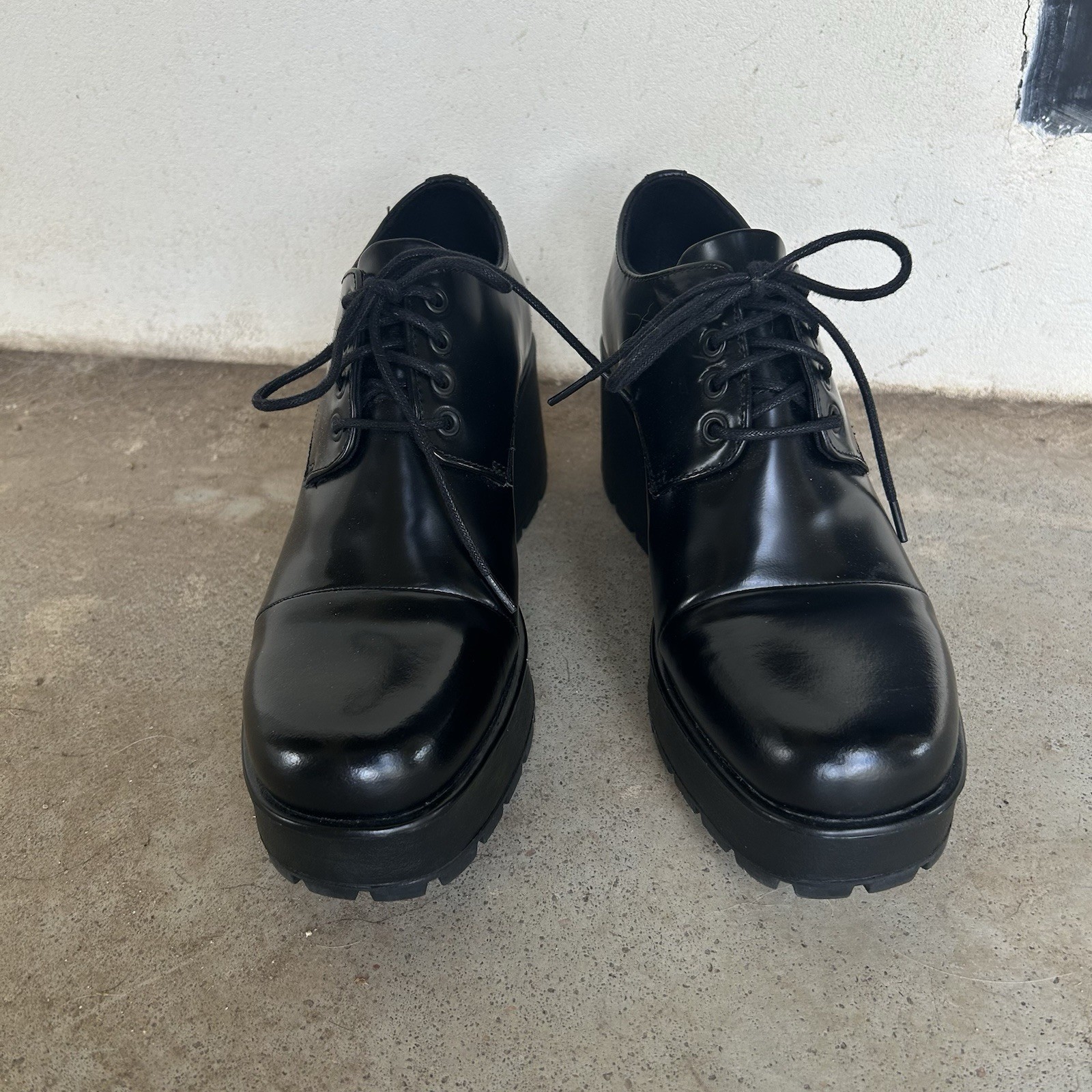 Vagabond Shoemakers Shoe Sz. 40/10 Black Leather Oxfords Lug Platform Academia
