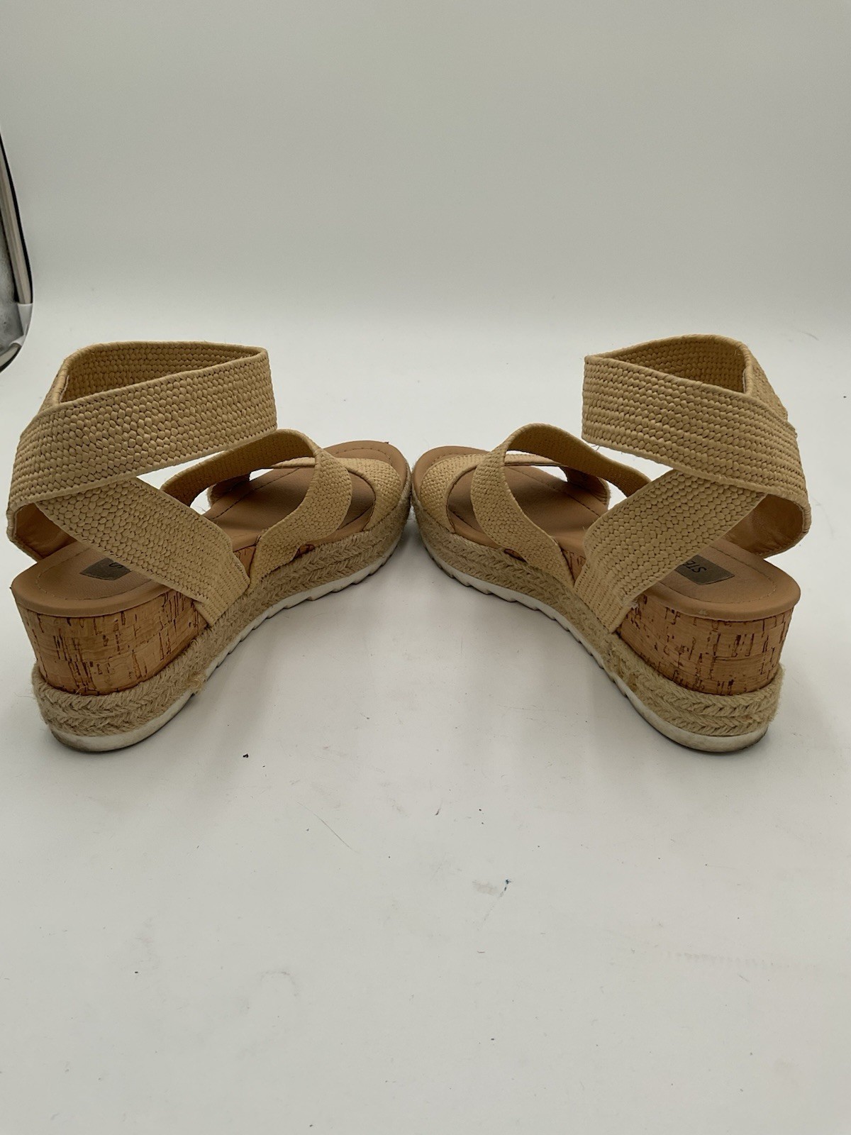 Steve Madden Sandals Womens 8.5 Kimmie Ankle Strappy Platform Espadrille Beige
