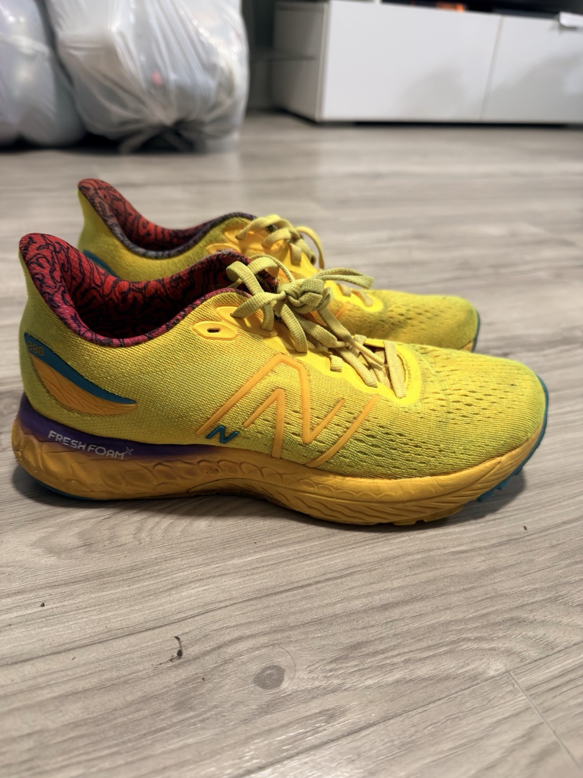 New Balance Fresh Foam X 1080 v12 Yellow Blue Low Top Lace Up Running
