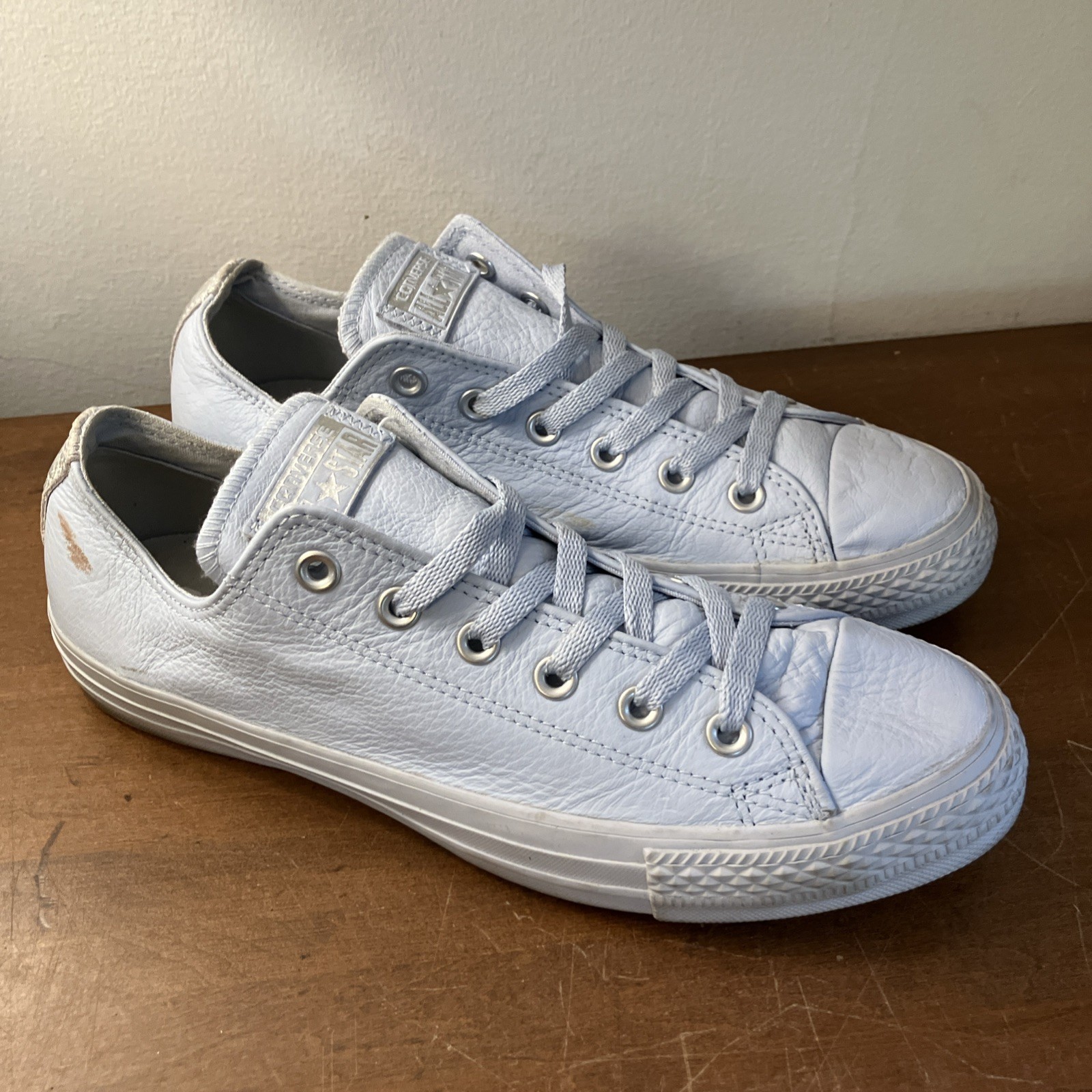 Converse Womens Chuck Taylor Lo Lu Leather Chalk Blue 158415C 10 Women 8 Men