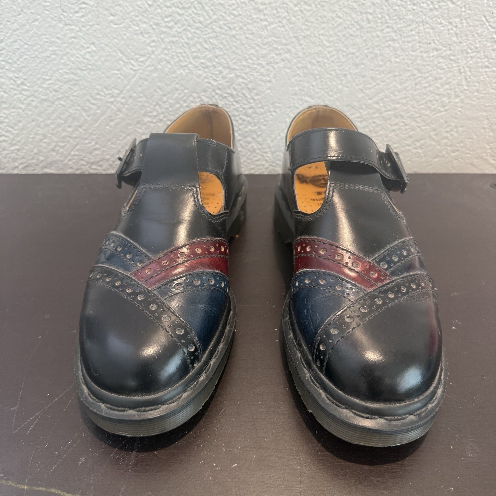 Dr Martens Vintage US 8 Mary Jane Platform Tri Color T Bar Shoes Y2K 90 Rare
