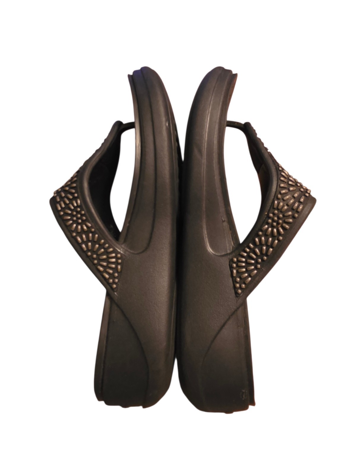 CROCS Dual Comfort Monterey Diamante Wedge Flip Flops Black Women 9 Y2K Resort