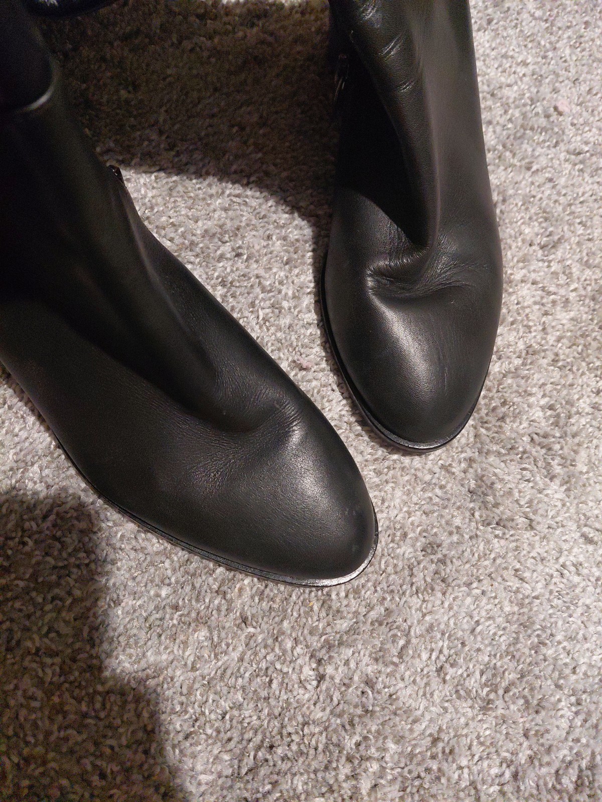 Via Spiga Black Genuine Leather Knee High Boots US Size 6.5 EUR 36.5 Pull On Zip