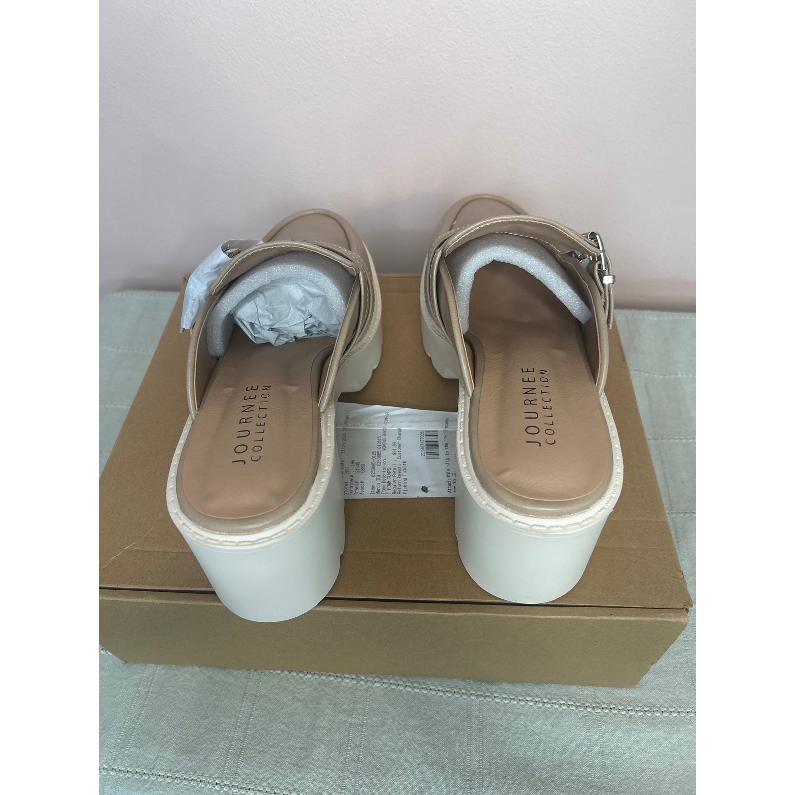 Journee Collection Brydie Women’s Tan Platform Mule Pump Tru Comfort Foam Sz 12