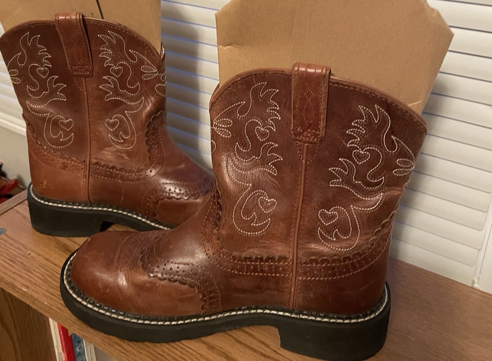 Ariat Womens Fatbaby Saddle Western Brown Leather Boots Size 9.5B #10000860