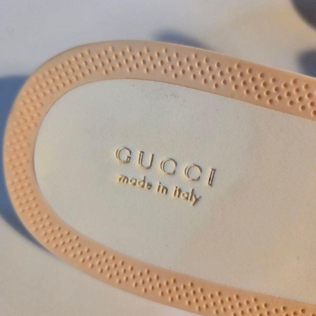 GUCCI Beach Sandals 22.5cm Pink White Rubber Flat Sole