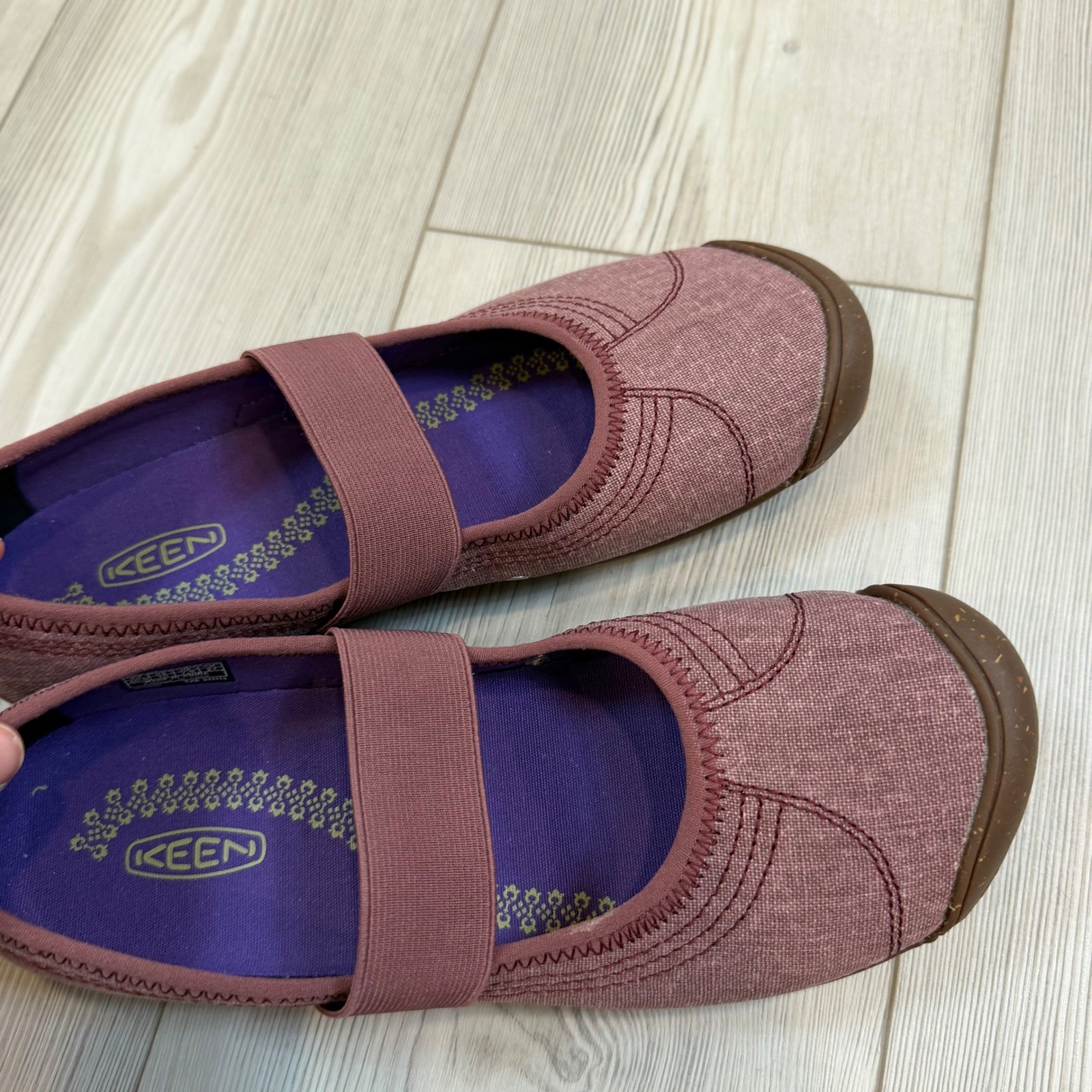 Keen Sienna MJ Canvas Mary Jane Flats Tawny Port Burgundy Womens 10 1010220 NEW