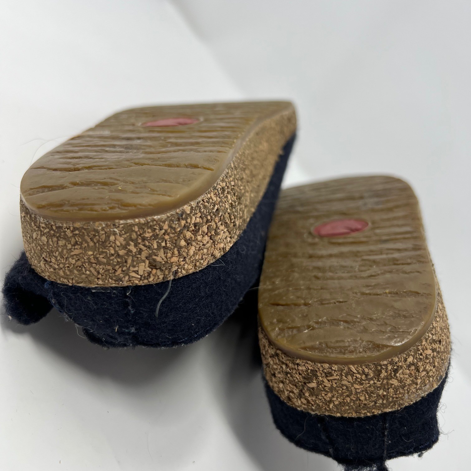 Haflinger Love Wool Felt Clogs Slippers Navy Red Script Womens 38 Size 7 READ