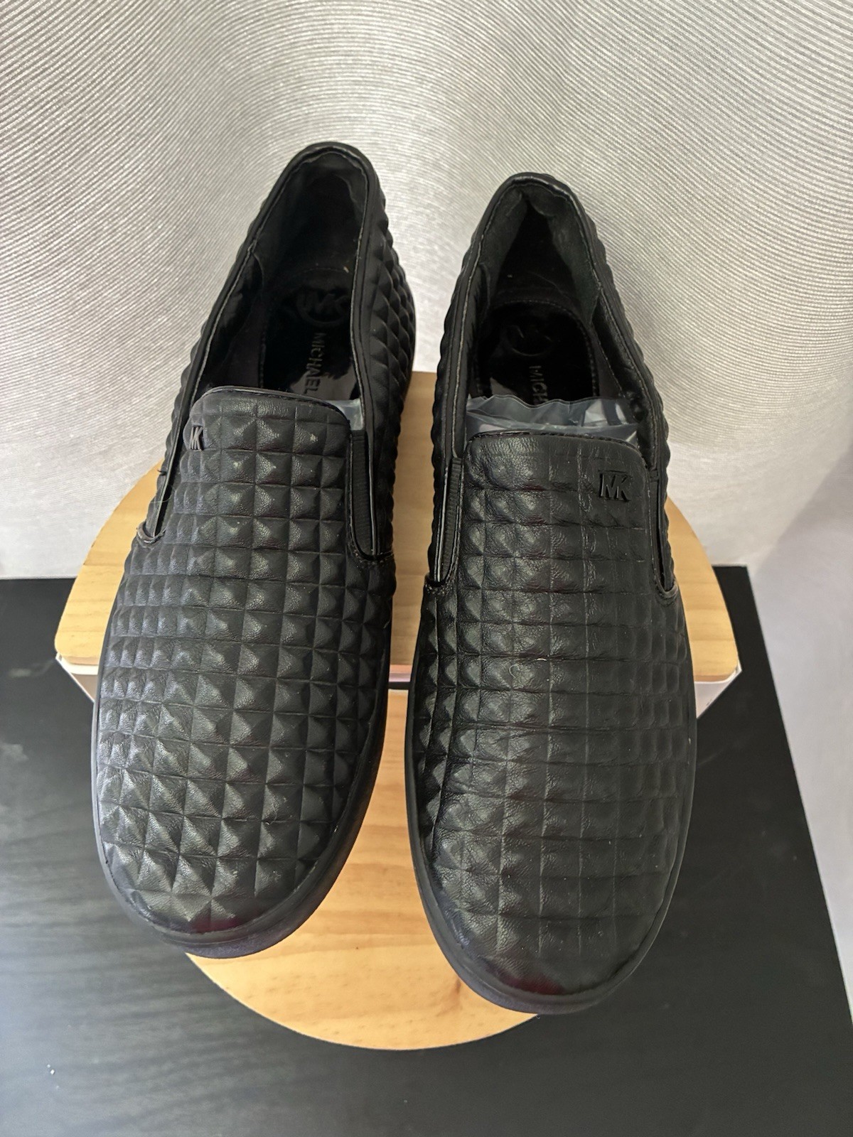 Michael Kors Black Quilted Slip-On Sneakers | Textured Leather | Women’s Casual