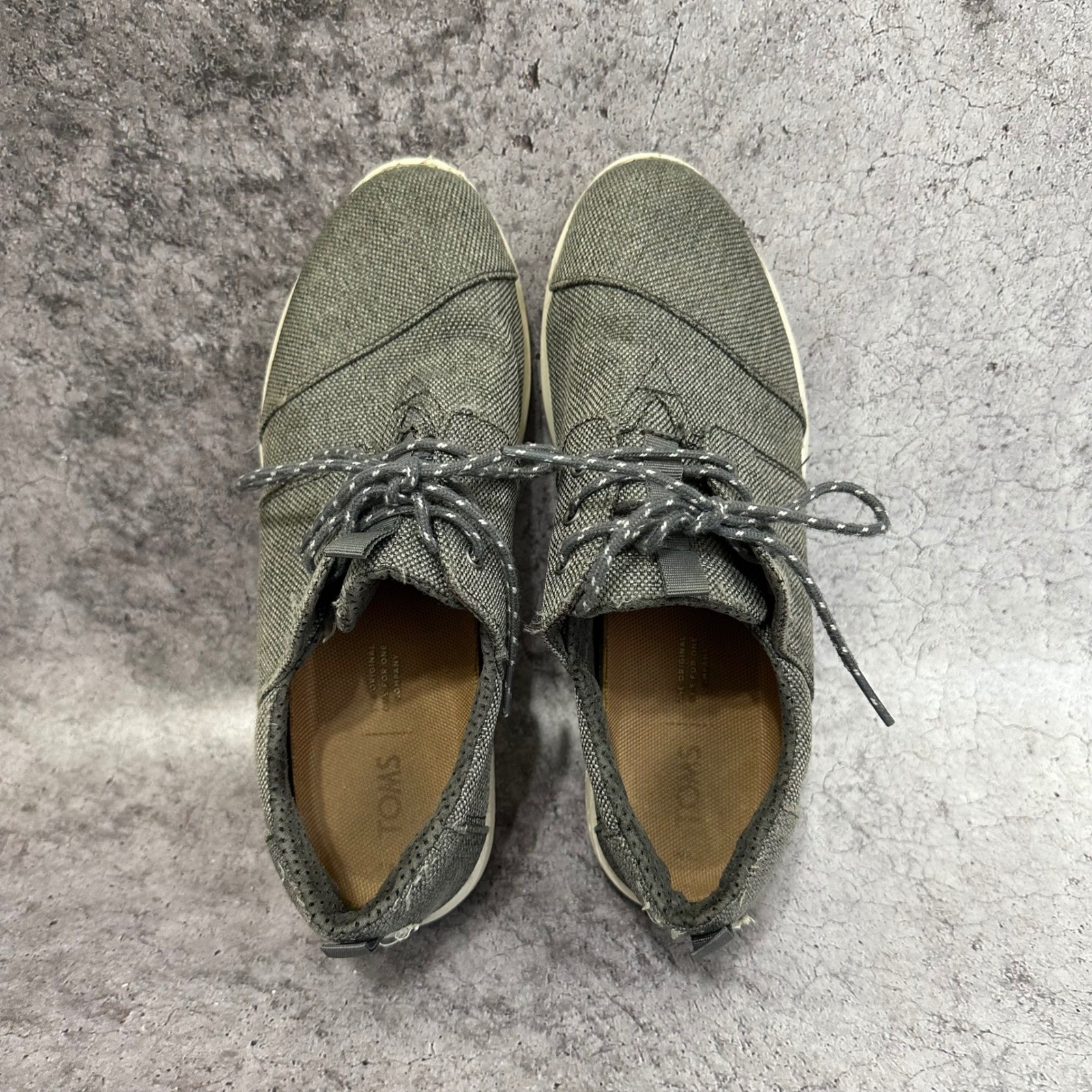 TOMS Del Rey Sneakers Women 8.5 Gray Coated Linen Low Top Athletic Shoes