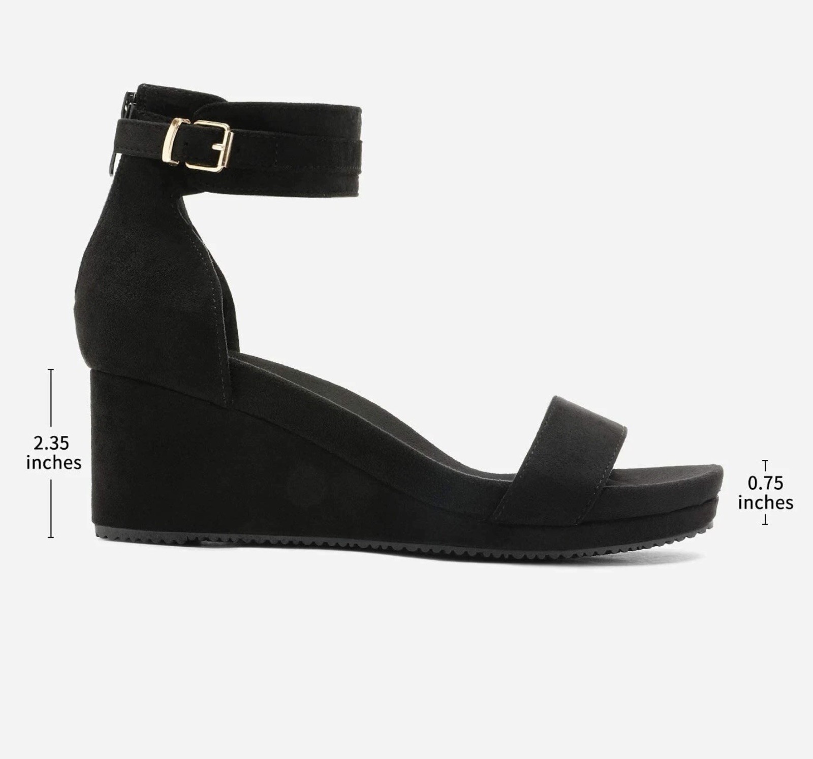 Women Platform Wedge Sandals Ankle Strap Open Toe Back Zipper Sandals