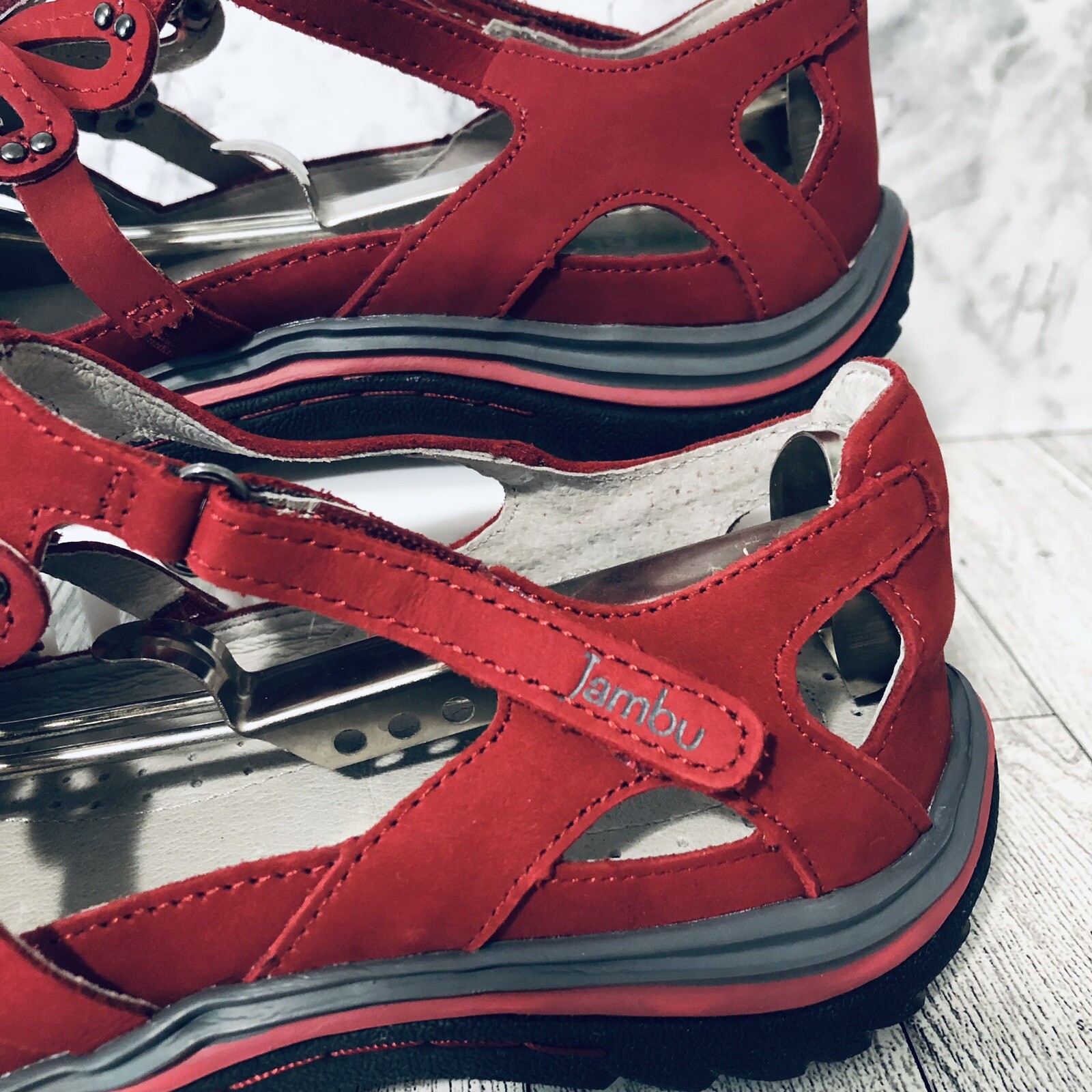 Jambu Abby Mary Jane Womens Shoes Size 8 Red Memory Foam Footbed
