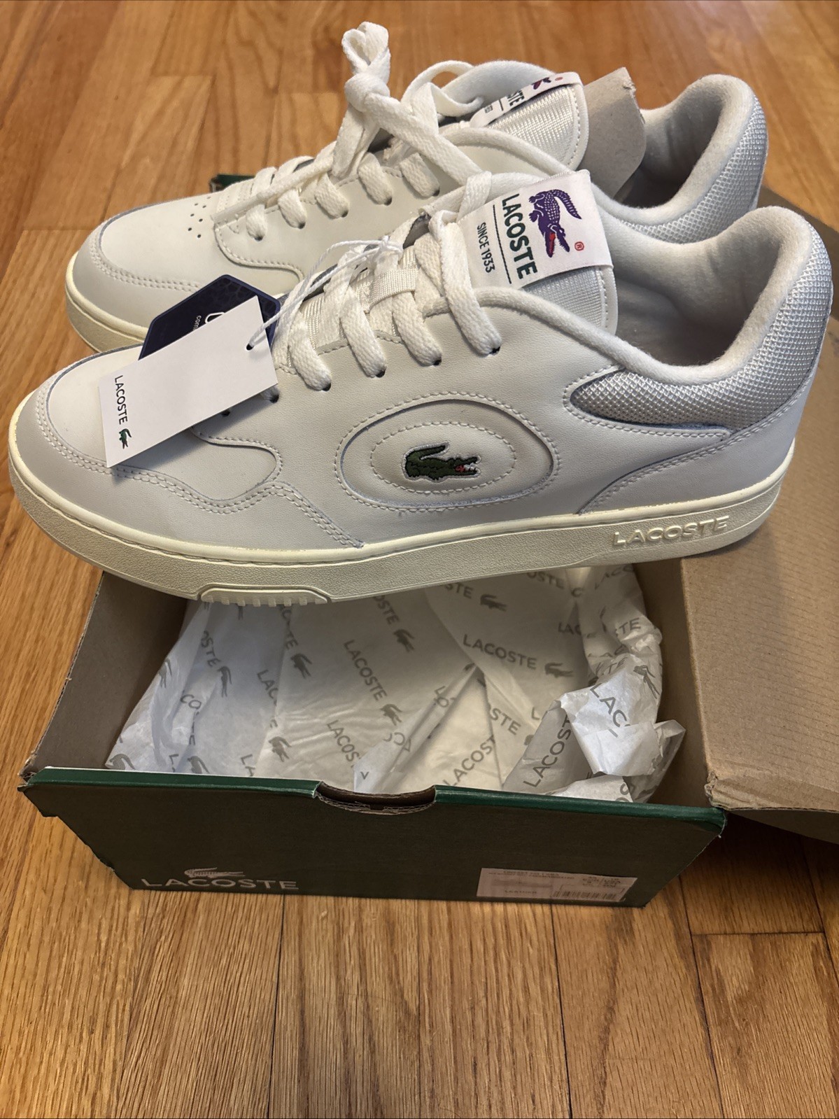 Lacoste Powercourt 2.0 Shoes Womens Size 10 White Leather Ortholite Sneaker NEW