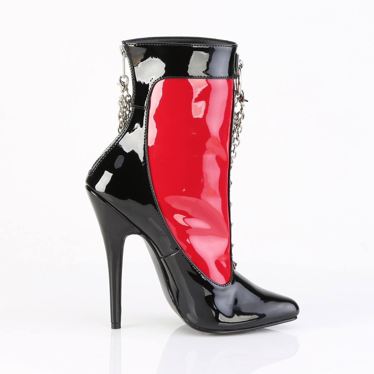 UPPER (RED&BLK) O-RING,CHAINS,STUDS,ZIPS 6″ BOOT Sz 6 8 9 10 11 12 13