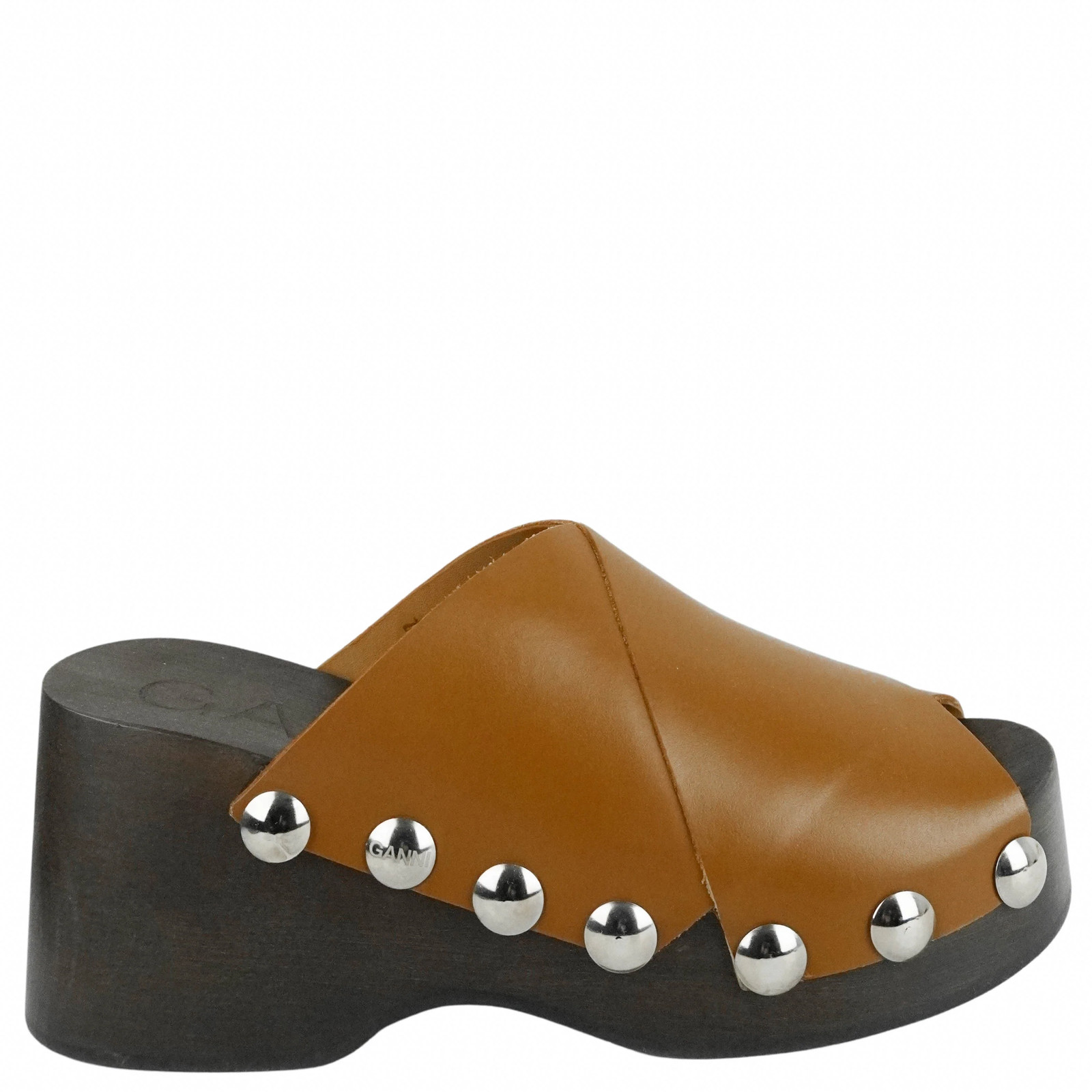 Ganni Wedge Clogs in Tigers Eye
