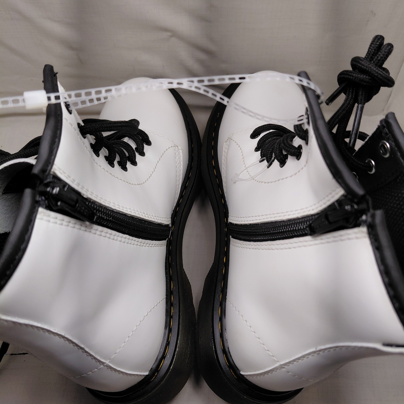 Dr. Martens 1460 J White Leather Lace Up Side Zip Combat Boots US Women 5 1460J