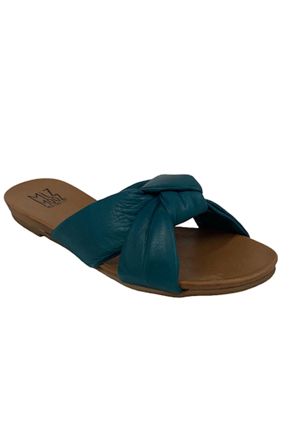 Miz Mooz Leather Knot Detail Slide Sandals Aliza Marine