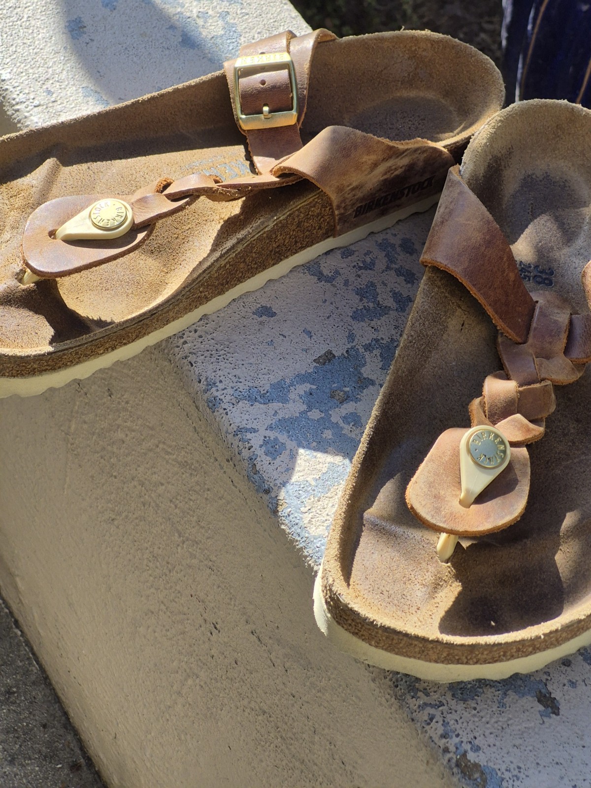Birkenstock Brown Leather Gizeh Braided Oiled Thong Women’s Sandals 38/8