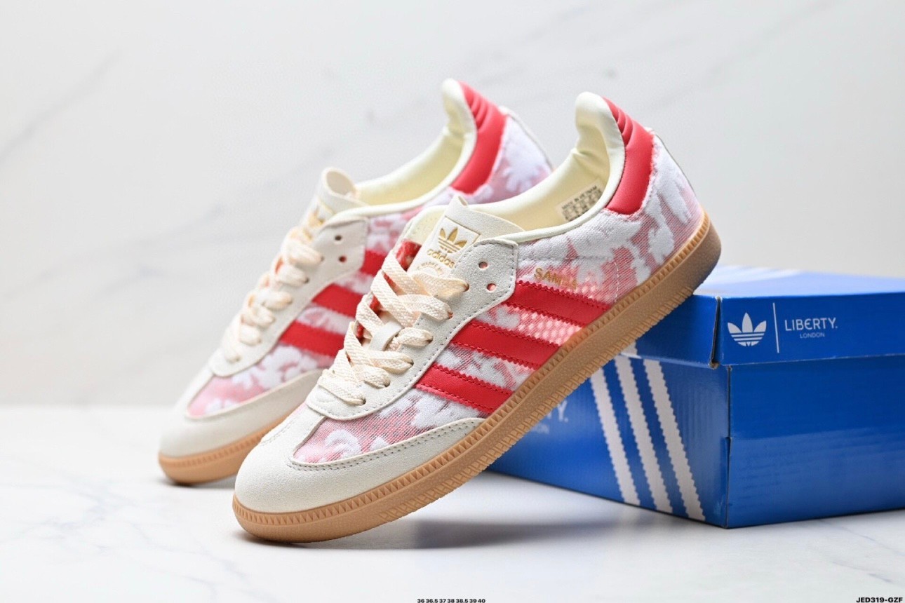 Adidas SAMBA OG X LIBERTY LONDON SHOES JR 8841 WOMEN’S White/light scarlet