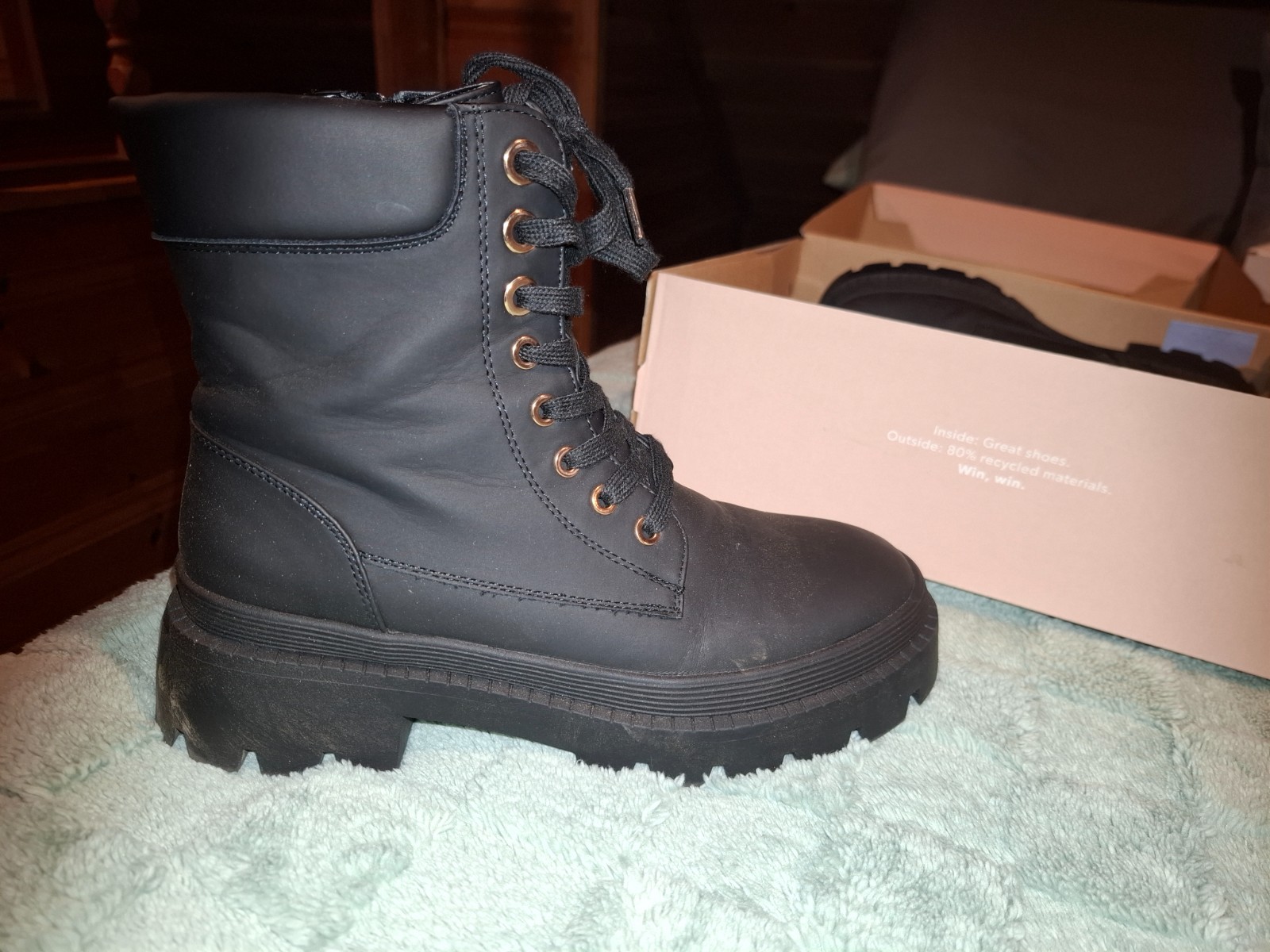 just fab womens combat boots size 8 black leather