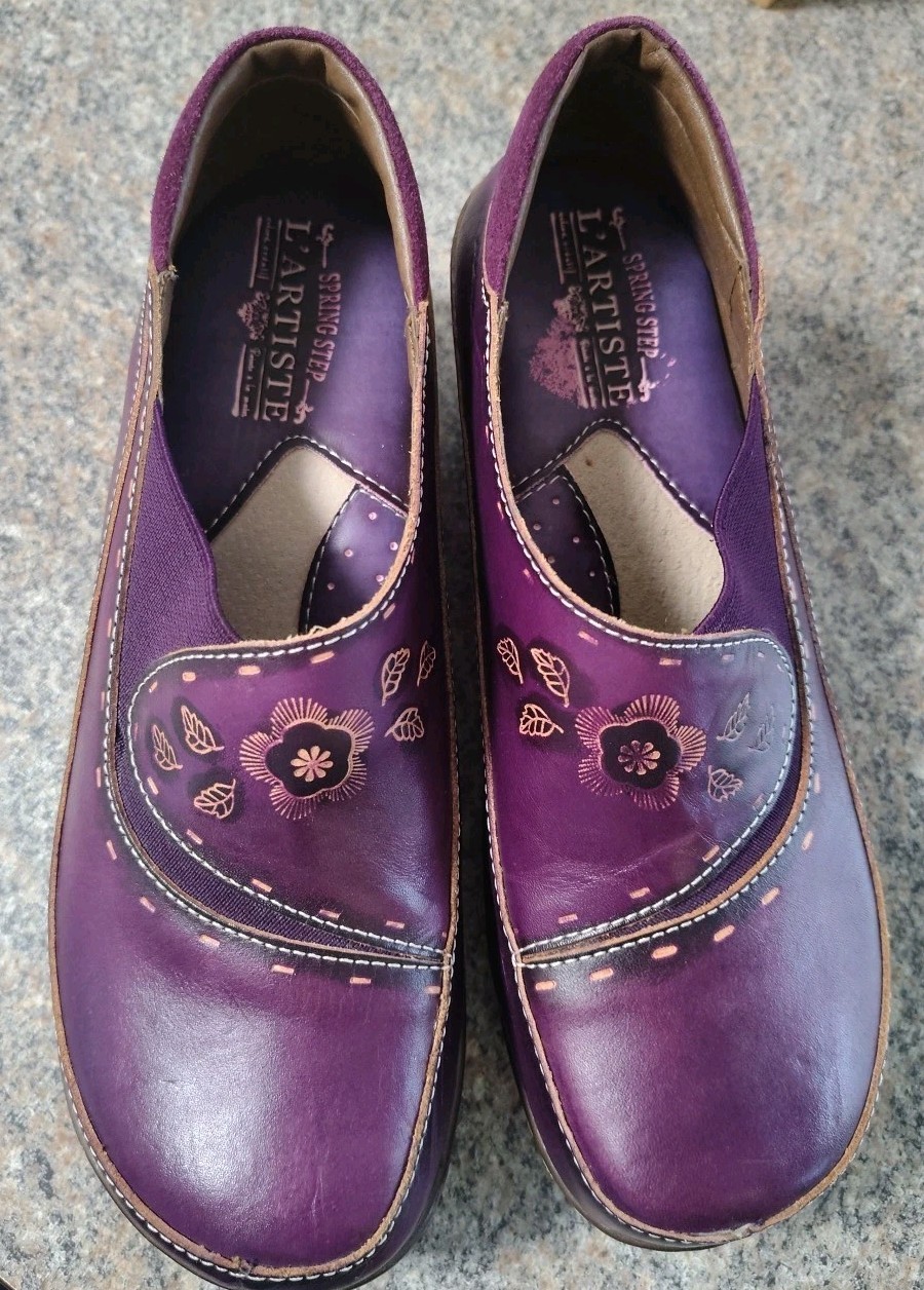 Spring Step L’Artiste Burbank Purple Leather Clogs Women’s EU 39 US 8.5