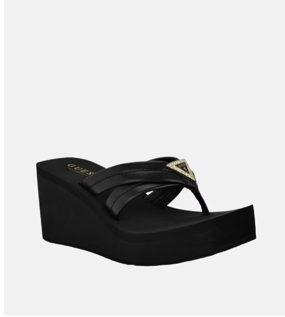 NEW WOMEN’S GUESS BLACK STRAPS SARLOW PLATFORM FLIP FLOPS WEDGE 5,6,7,8,9,10