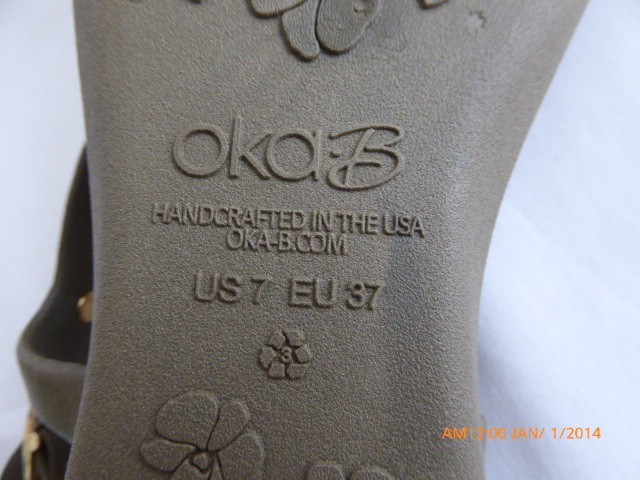 OKA-B OLIVE GREEN GOLD EMBELLISHED STRAPPY SANDALS US 7 EUR 37