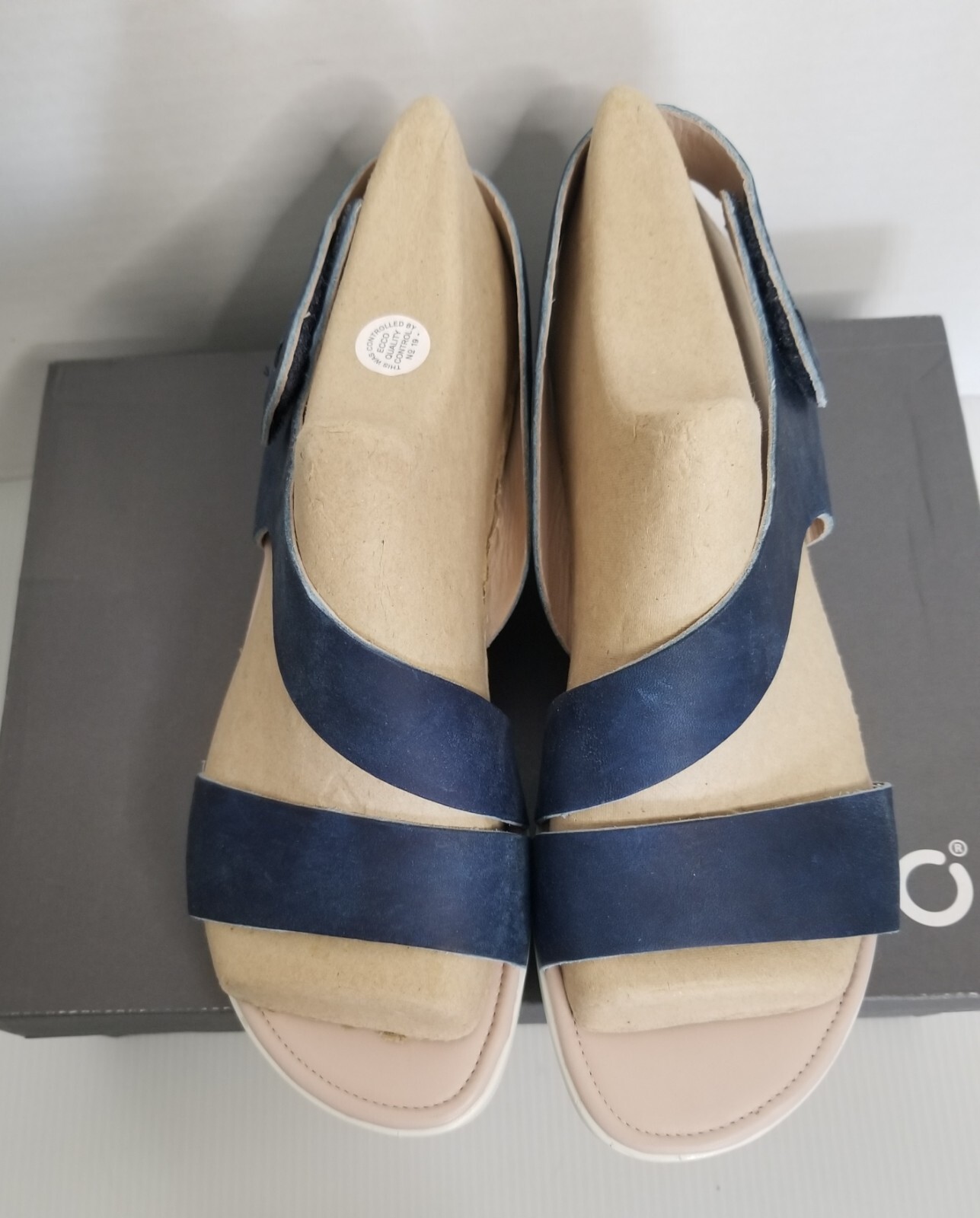 Womens ECCO Touch Sandal Plateau Sz 10-10.5 Indigo New In Box Danish Design
