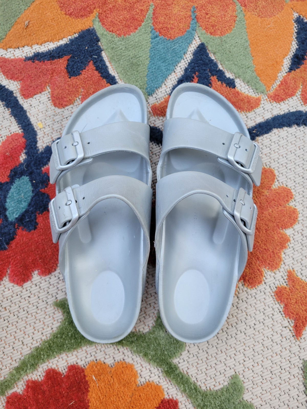 Silver/Grey Foam Birkenstocks Size 39