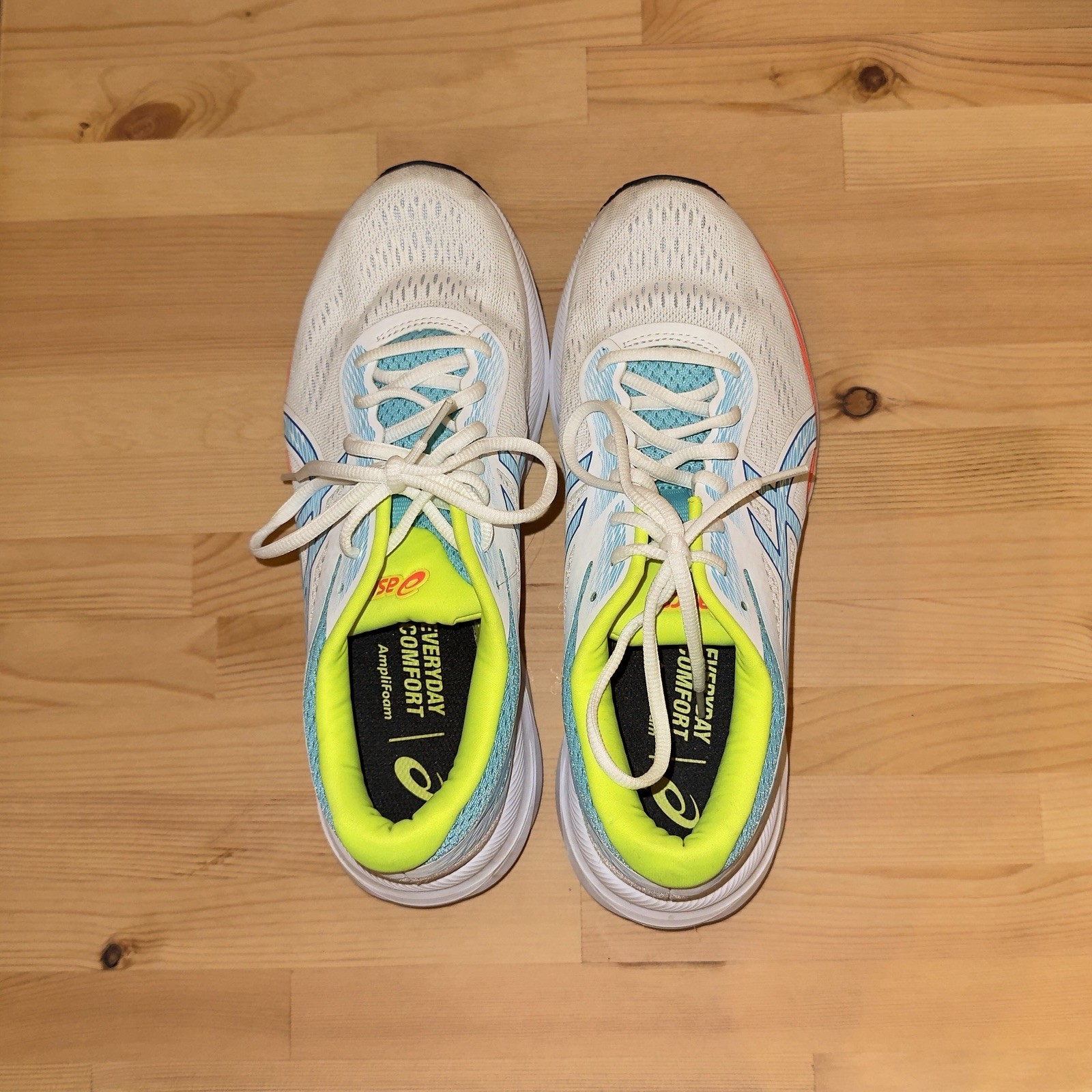 Asics Gel Excite-6 RunningShoes Size 10 White Blue Neon Yellow Athletic Sneaker