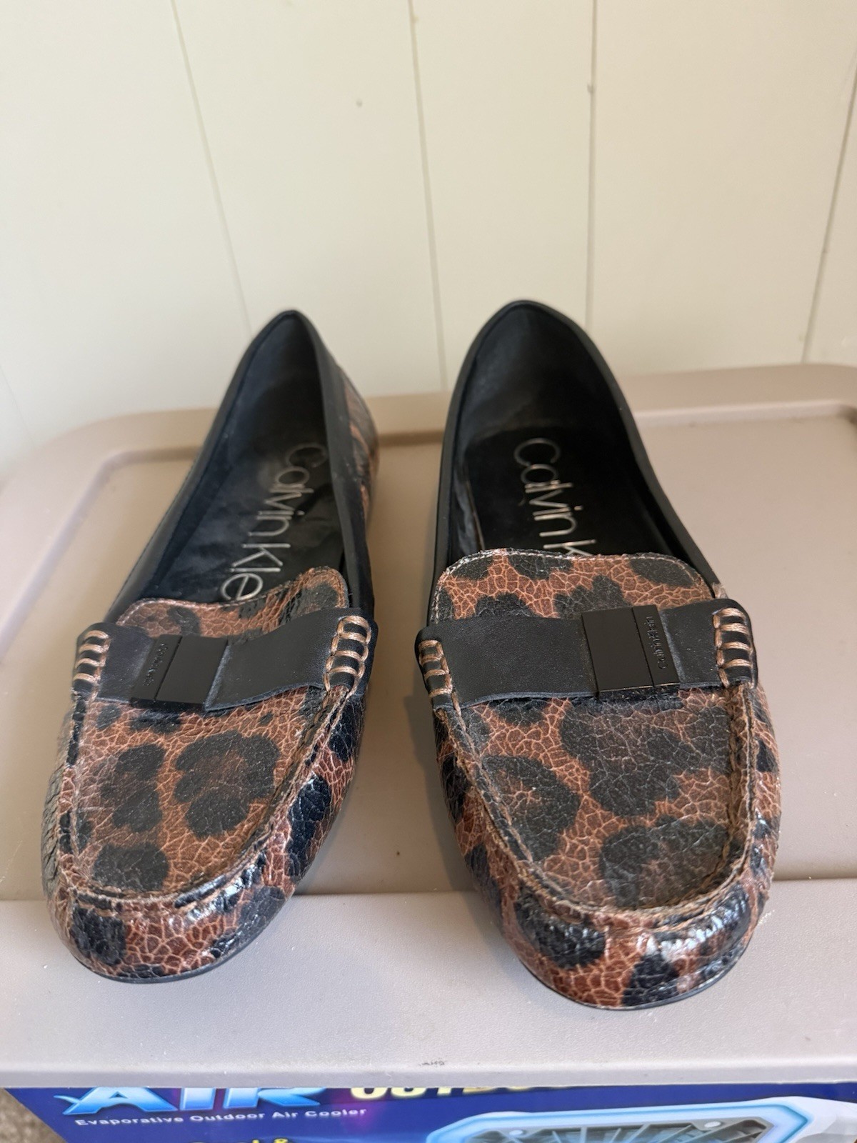 Calvin Klein Women’s Leopard Animal Print Cashmere Slip-On Loafer Flats 8.5