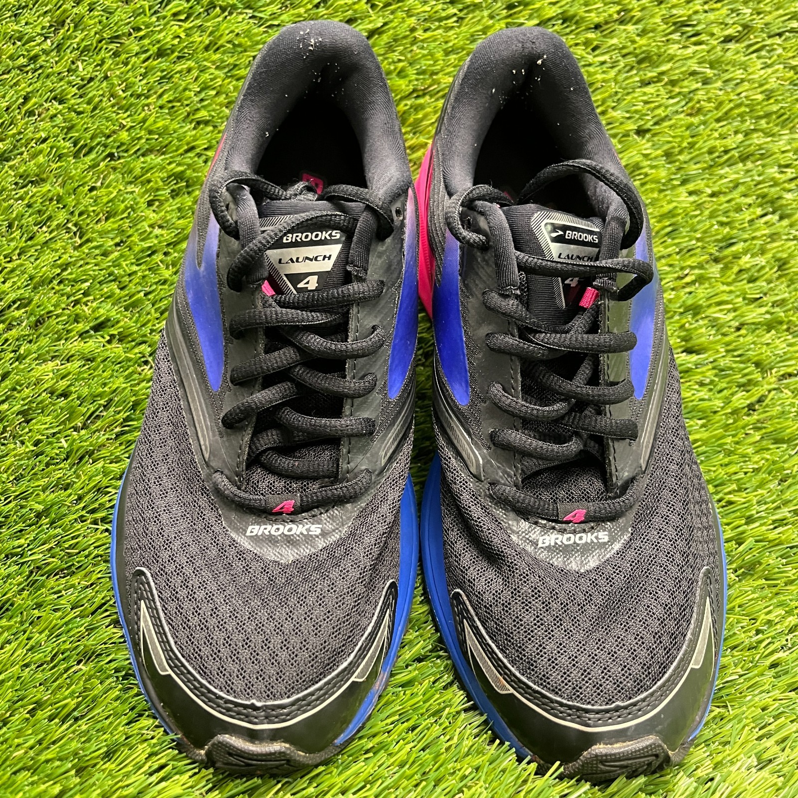 Brooks Launch 4 Womens Size 8 Black Pink Blue Athletic Running Shoes Sneakers
