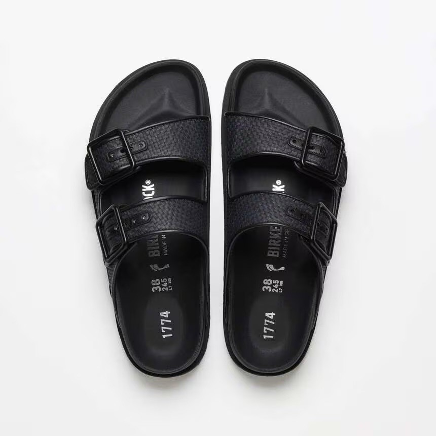1774 Birkenstock Arizona Luxe Raffia Dual Buckle Slide Sandals US 5-5.5 EU 36