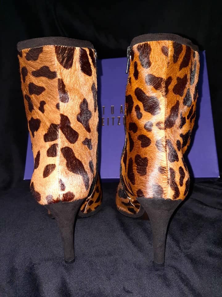 STUART WEITZMAN Wms Size 6M Neptune BOBCAT Calf Hair 3.75 Inch Heel Zip Booties