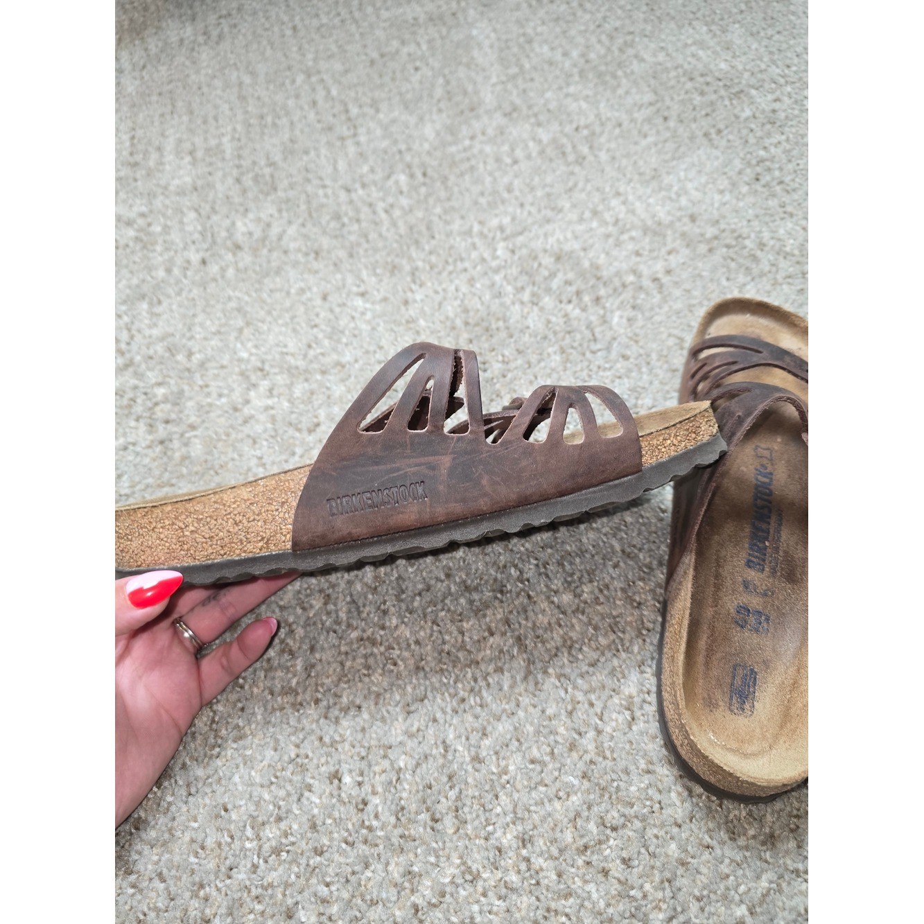Birkenstock Granada Women’s Oiled Brown Leather Strap Buckle Sandals Size 9