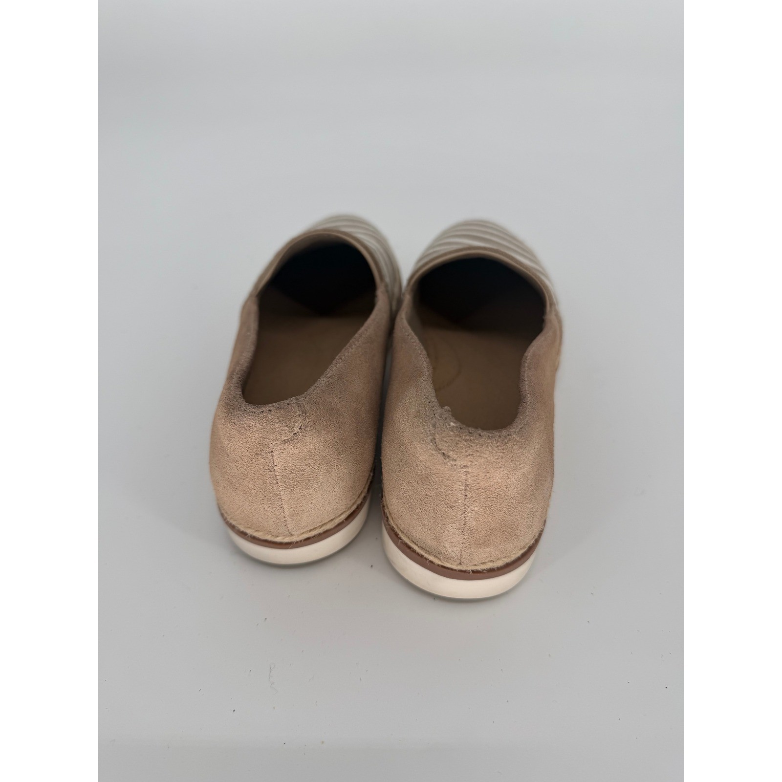 Clarks Collection Ultimate Comfort Striped Canvas Suede Slip On Loafers Tan 8.5W