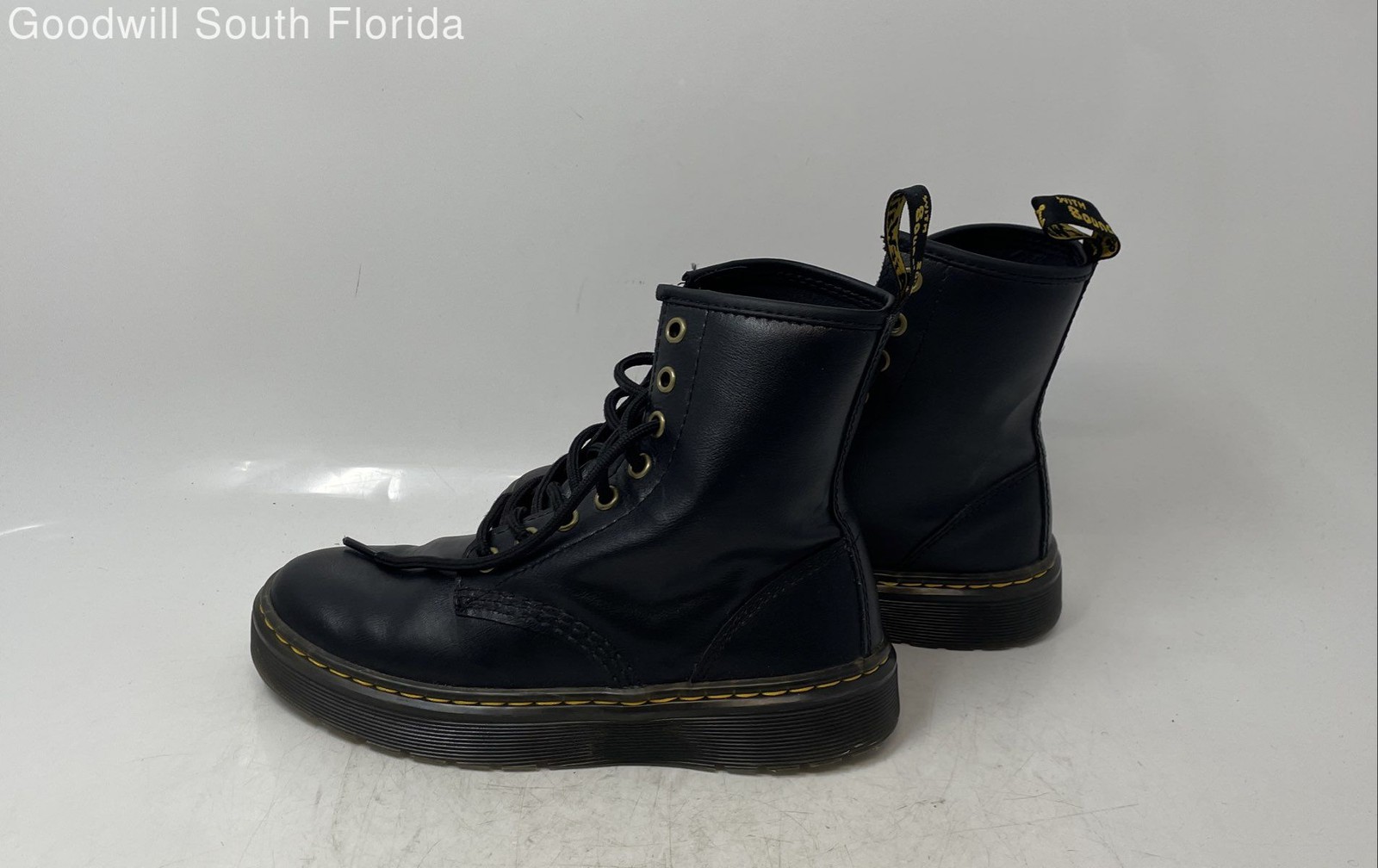 Dr. Martens Unisex Zavala Black Leather Lace-Up Ankle Combat Boots Size M4 W5