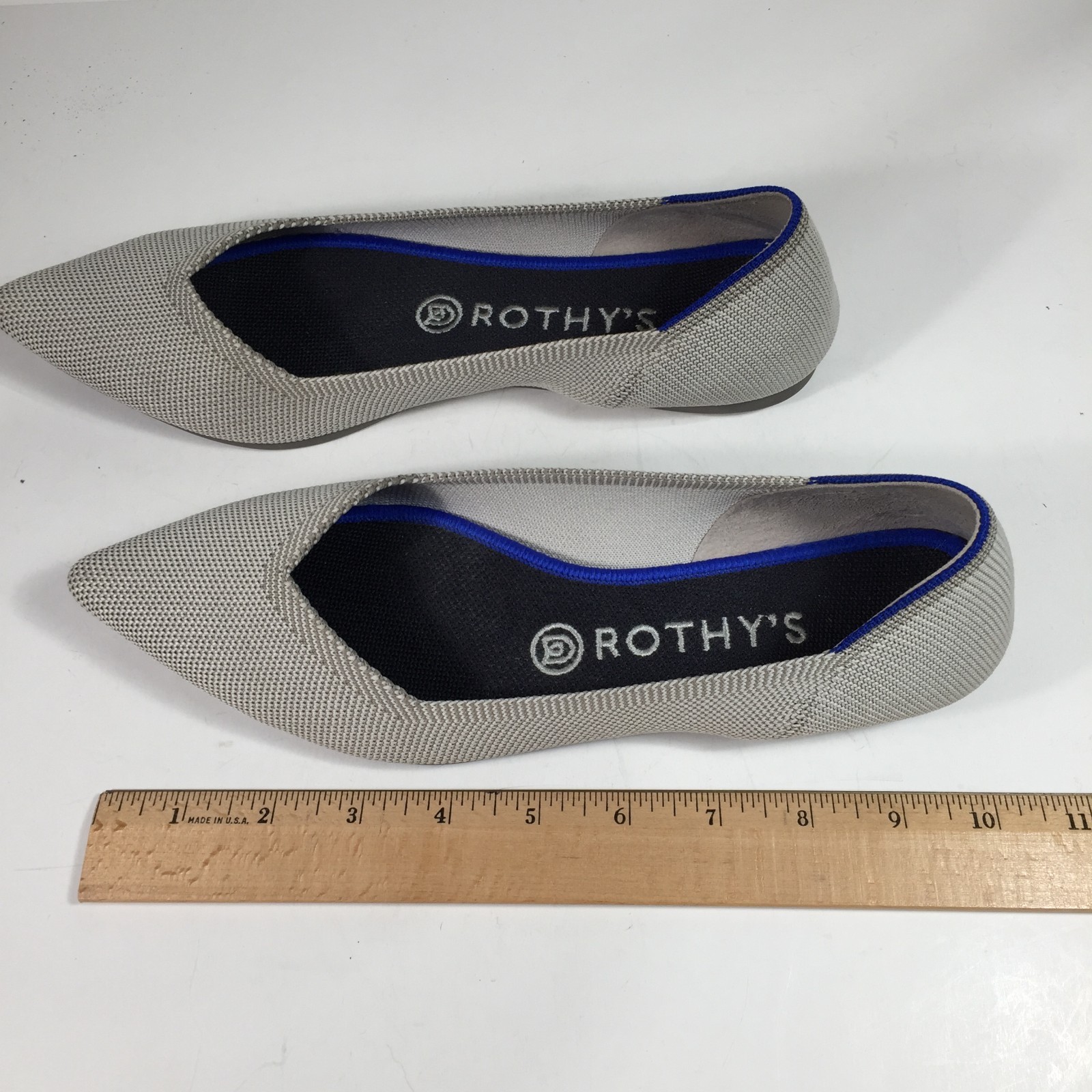 Rothy’s The Point II Diamond Twill Cream White Size US W8.5 Toe Flats