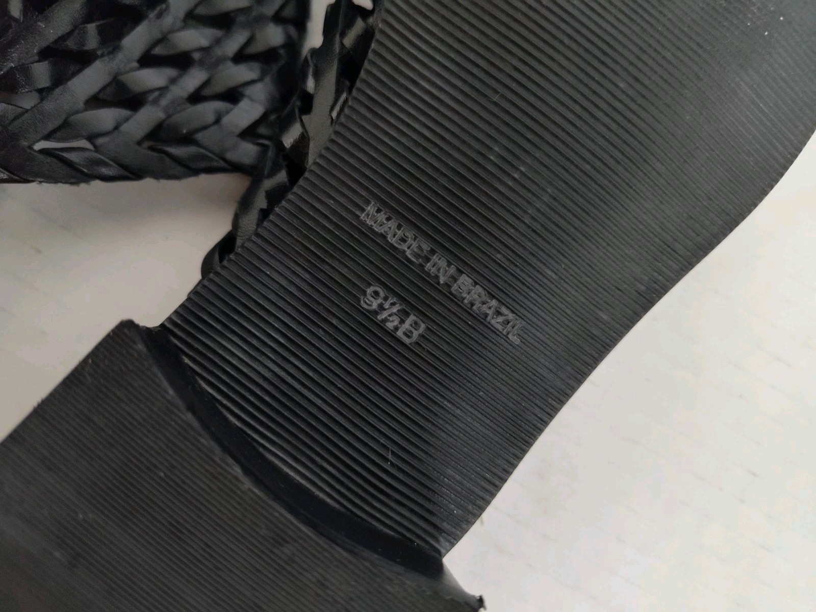 Paradox Black Leather Woven Slide Sandals Women’s Size 9.5 Shoes Made In Brazil
