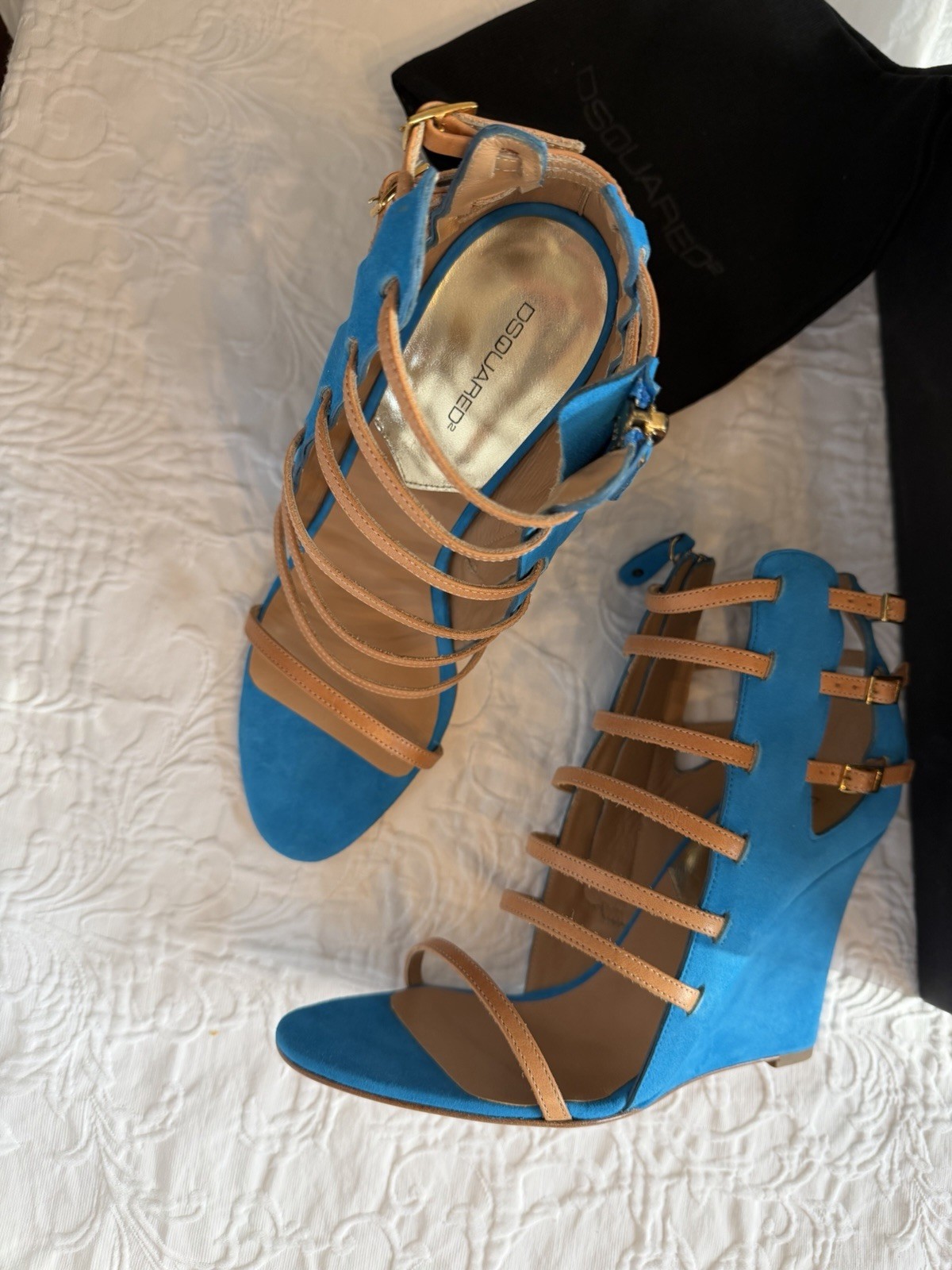 DSQUARED2 S13W205102 34 WEDGE SIENNA CAMOSCIO AZZURRO #9us $769