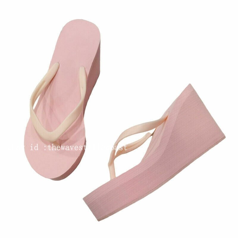 Womens Wedges Flip Flops Summer High Heels Sandals Platform Slippers Solid Shoes