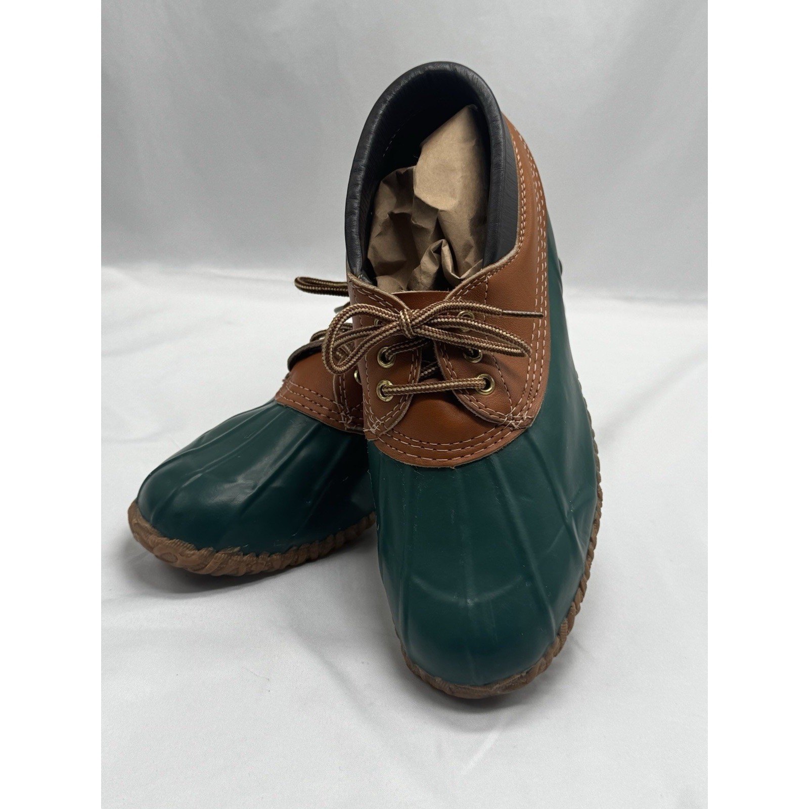 EDDIE BAUER Womens Duck Boots SIZE 10 Green LEATHER RAIN DUCK HUNTING Outdoor