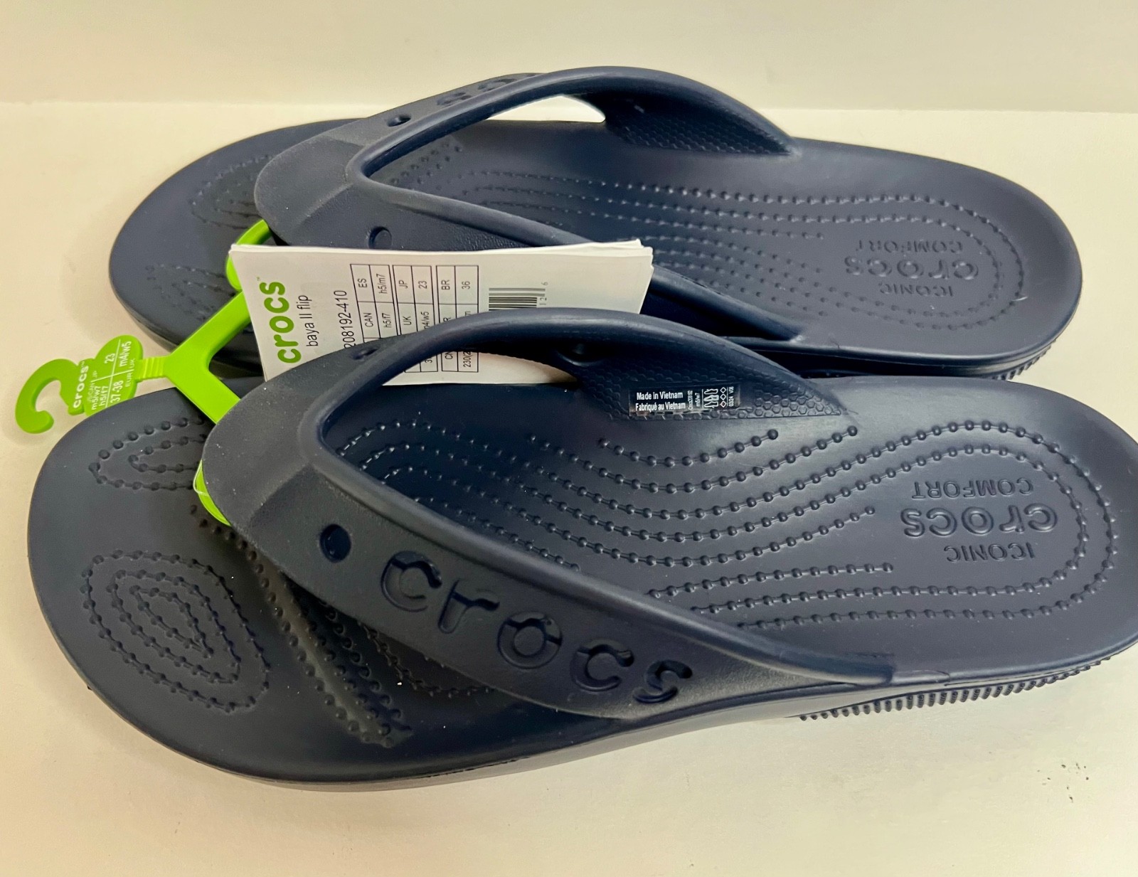 CROCS Baya II Flip Flop Sandals Men 5 Women 7 Navy Blue 208192-410 New Fast Ship