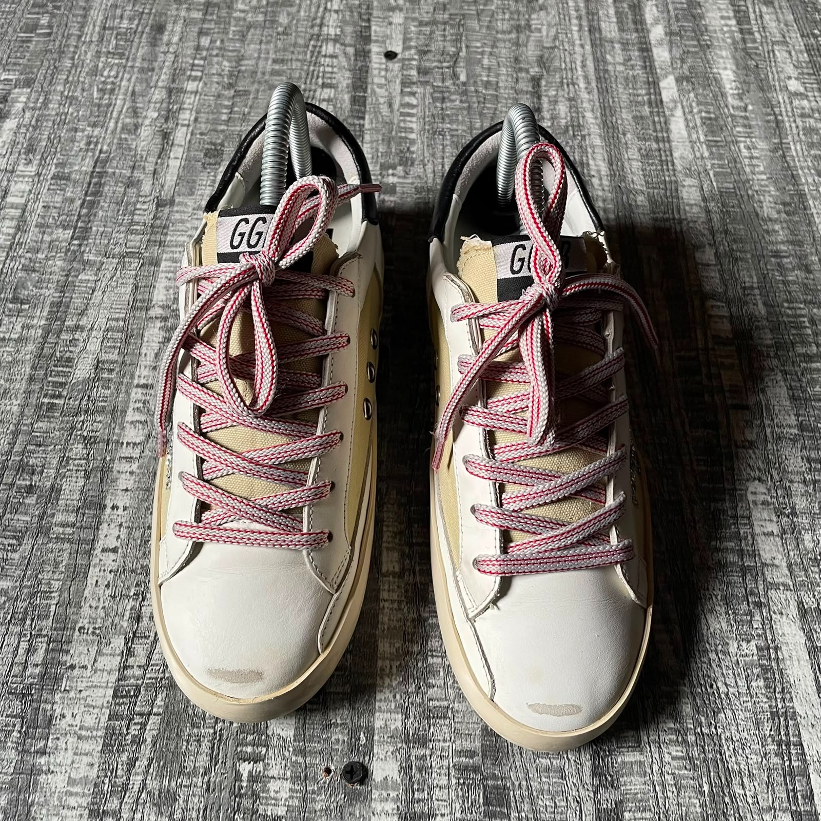 GOLDEN GOOSE SUPERSTAR WHITE LEATHER GLITTER STAR LOW TOP SNEAKERS SIZE EU 38