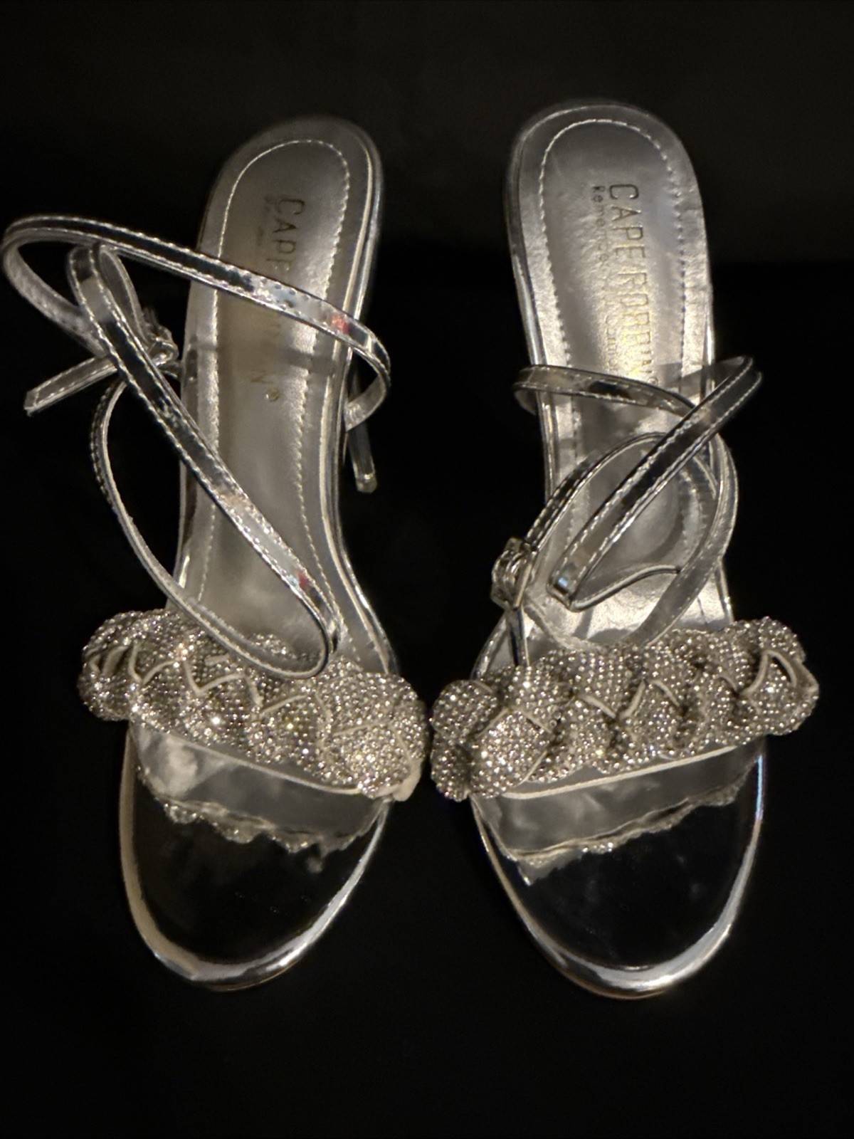 Cape Robbin Silver Sparkle Clear Heels Size 6 Holiday Ready ! New