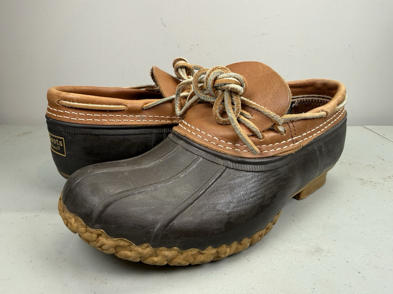 LL BEAN Maine Hunting Duck Boot Shoes Mid-Top Brown Leather WOMENS CM 7M