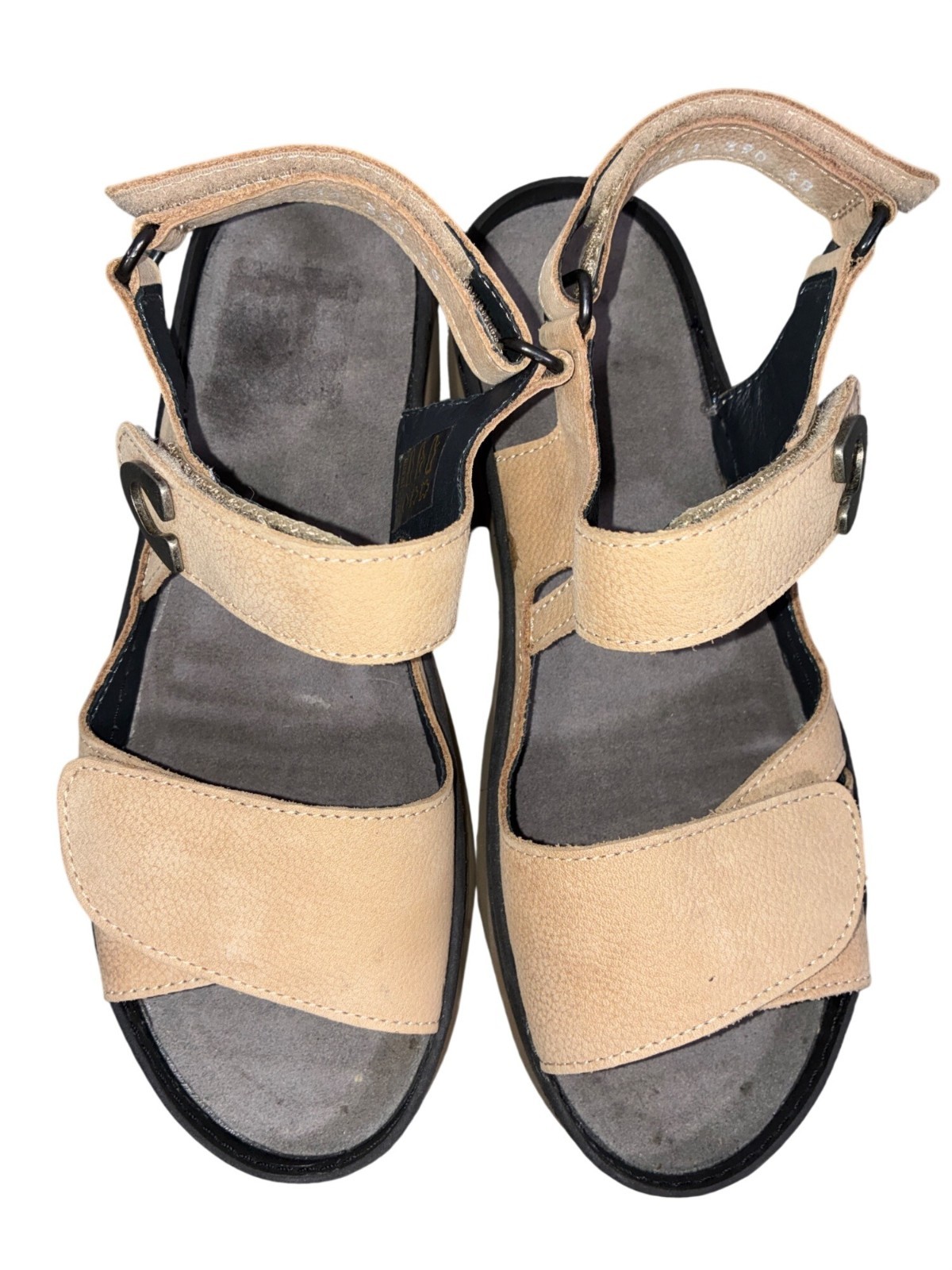 Wolky nubuck leather Beige Adjustable Strap Platform Sandals Size 38 comfort sup